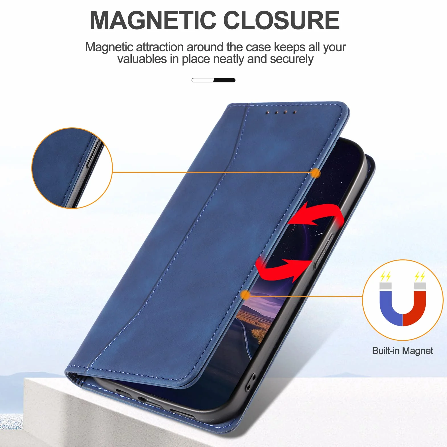 etui na Samsung Galaxy A31, premium etui typu flip case z PU skóry, klappbare sztywna osłona z [przegrodami na karty], etui portfelowe na Samsung A31 (Niebieski)