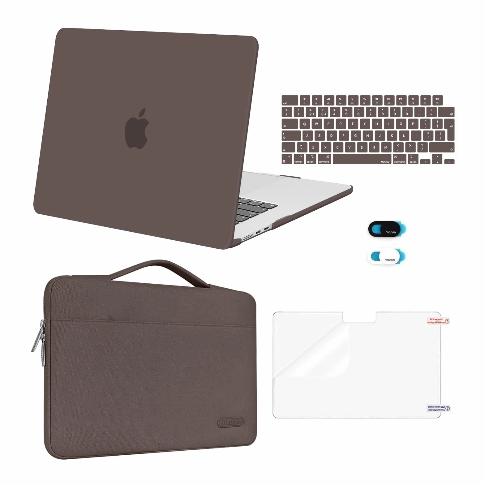 MOSISO Etui kompatybilne z MacBook Air 38.1 cm M5 M4 M3 M2 2026 2025-2023 A3448 A3241 A3114 A2941 Chip, ochronna twarda obudowa i pokrowiec, skóra klawiatury, osłona ekranu i osłona kamery