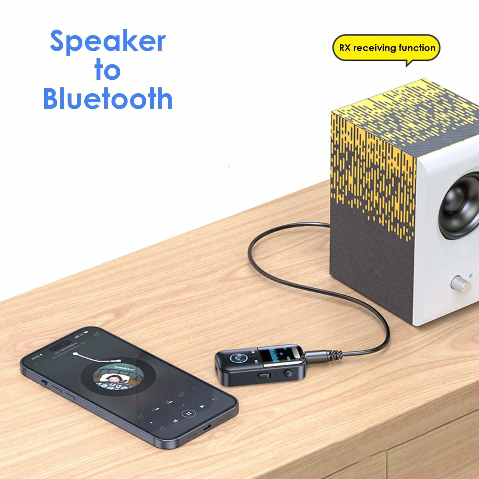 Colexy Adapter Bluetooth 2 w 1 Odbiornik i nadajnik, Bluetooth 5.3 do TV/samochodu/samolotu, podwójne parowanie, gniazdo 3.5mm, do 12 godzin użytkowania