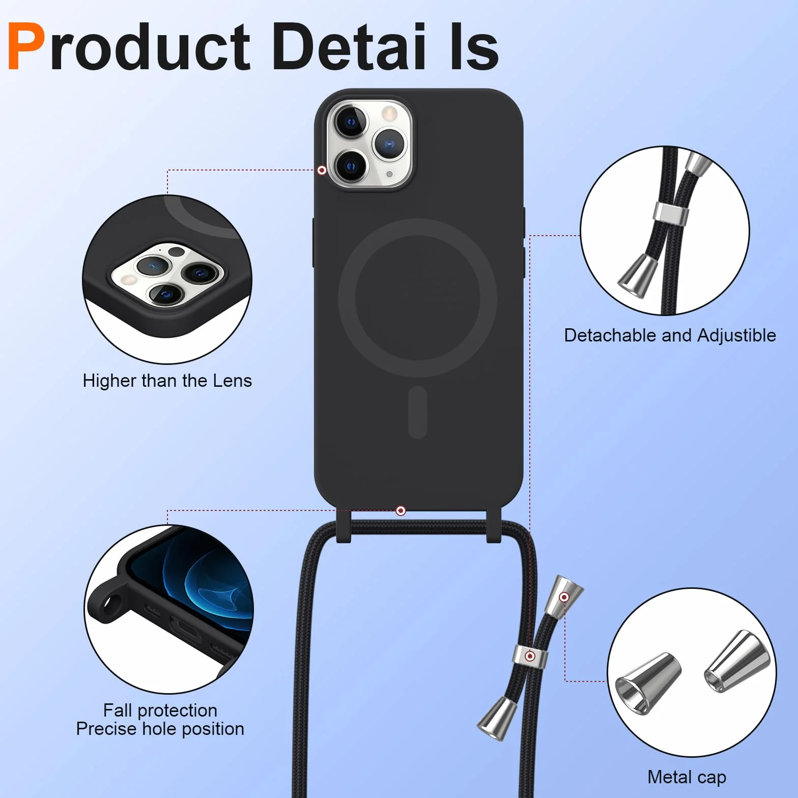 Etui na telefon iPhone 12 Pro Max MagSafe magnetyczne na szyję czarne