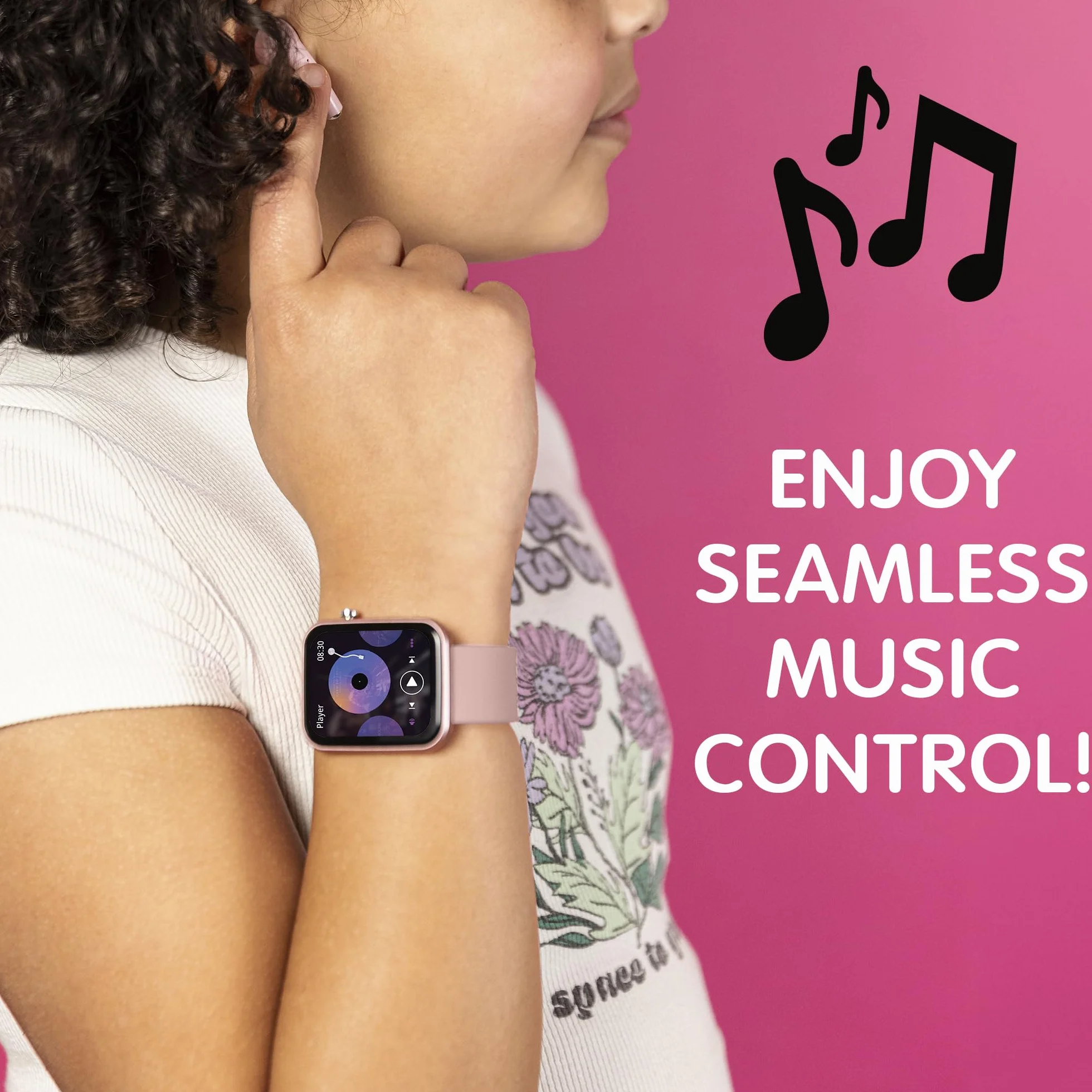 Tikkers Smart Series 13 - Różowy silikonowy pasek Smart Watch & Earbuds Set TKS13-0031-SET