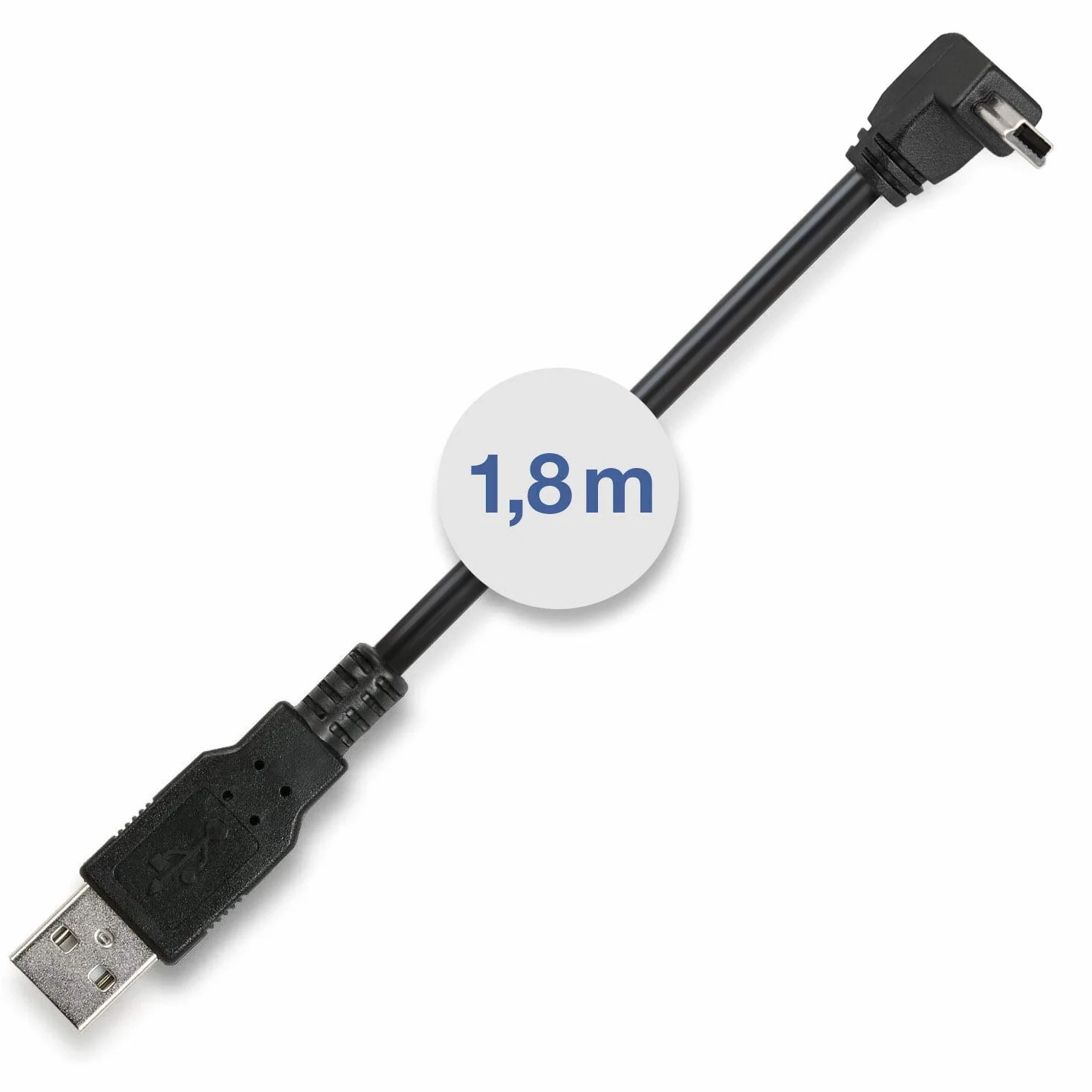 Wicked Chili USB 2.0 Hi-Speed kabel transmisji danych mini USB kątowy 90° 180 cm czarny
