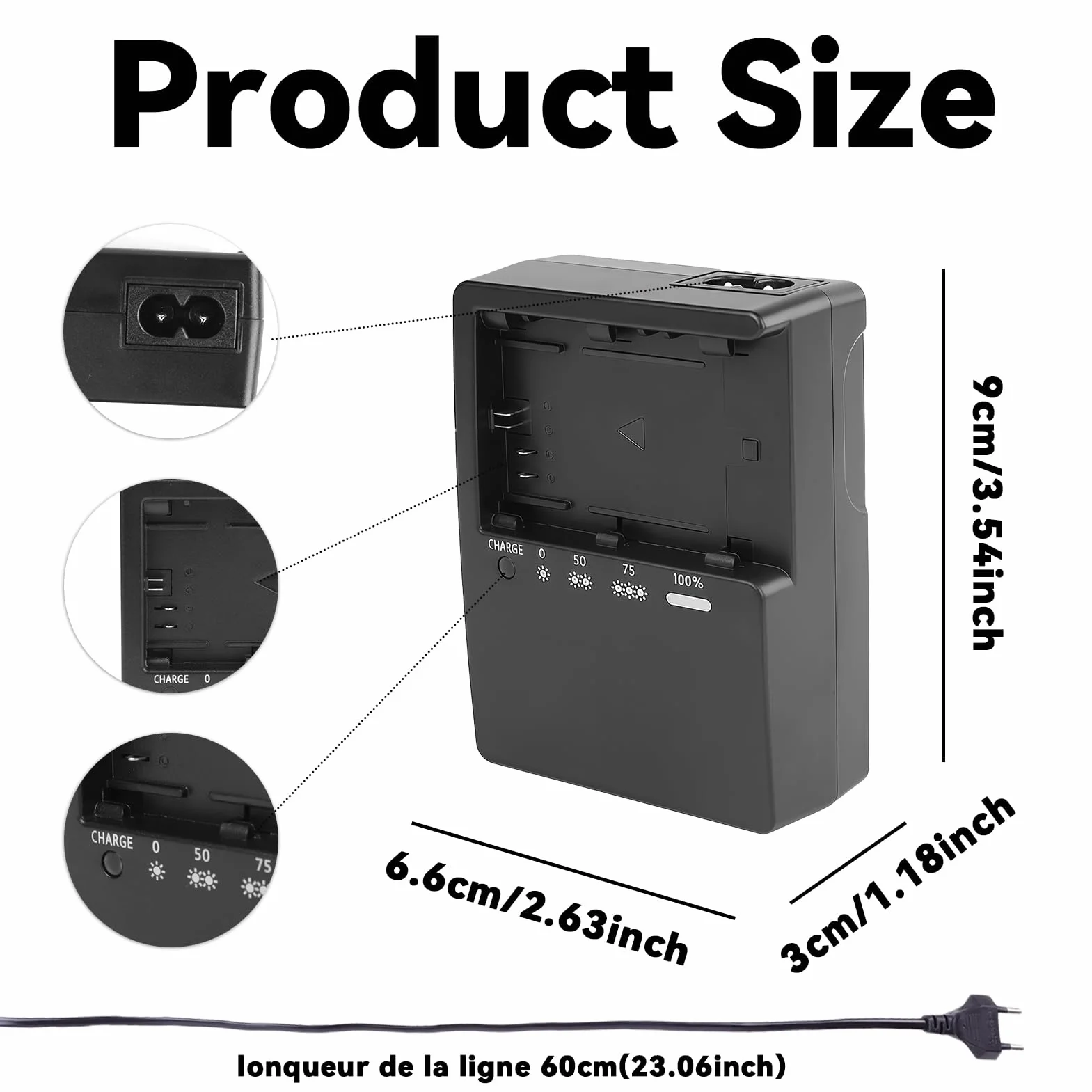 LC-E6 szybka ładowarka kompatybilna z Canon LC-E6, LC-E6E LP-E6 LP-E6N LP-E6NH akumulator, uniwersalna ładowarka do aparatu Canon EOS R5 R6 5D Mark III 6D 7D 90D, bezpieczna i kompaktowa do podróży