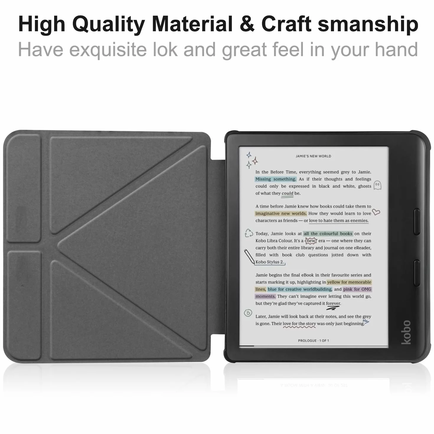 Etui KOBO Libra Colour 7" czytnik e-booków, odporne na wstrząsy, składana podstawka, ochronna obudowa