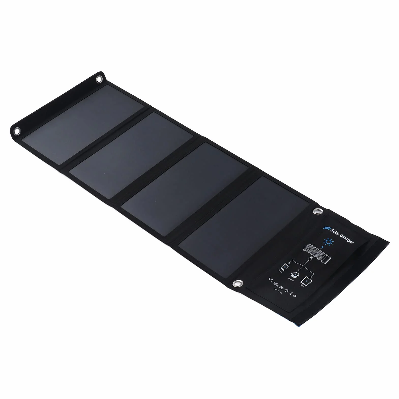 Cocoarm Ładowarka Słoneczna Przenośna ładowarka do Paneli Słonecznych 28 W PET Laminowana z 3 Portami USB Konwersja 23 Procent Automatyczne Ponowne Uruchamianie Wodoodporna Tkanina na Kemping Piesze