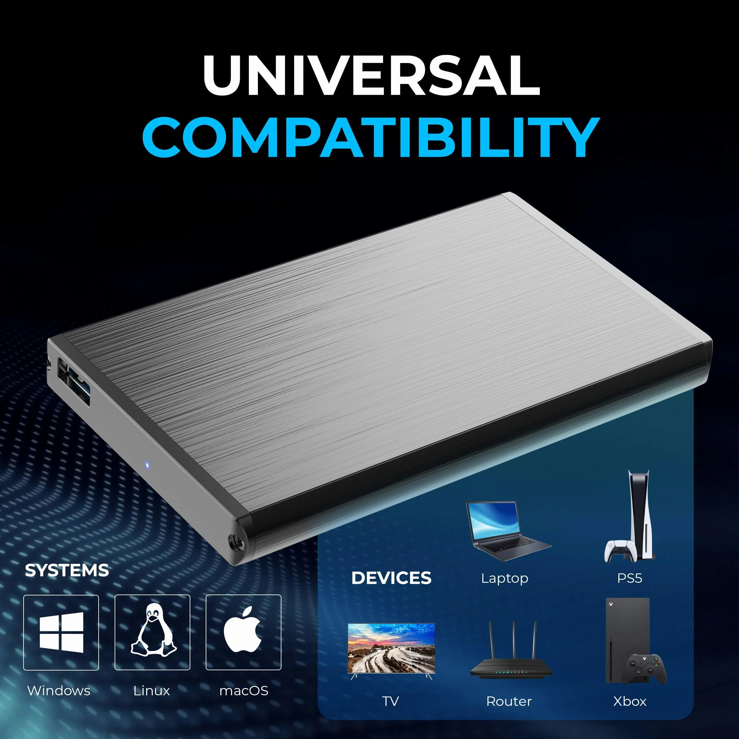 Sabrent Ultra Slim USB 3.0 2,5 cala 6,35 cm SATA zewnętrzna obudowa dysku twardego [czarna] (EC-UK30)