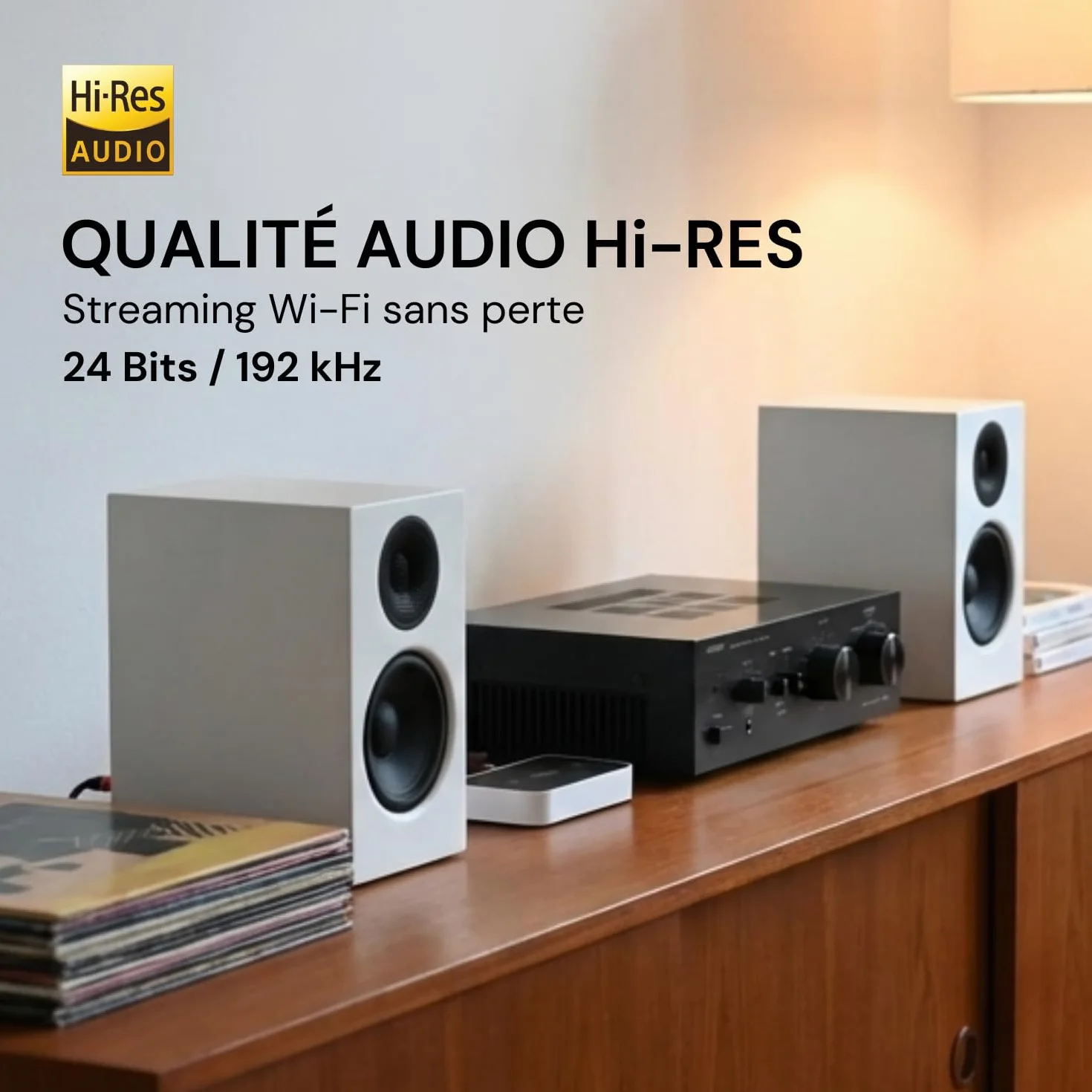 Octavio Stream G2 – streamer audio, WLAN, kompatybilny z Google Cast, AirPlay 2, Qobuz Connect, Spotify Connect, Tidal Connect, Deezer, YouTube Music, Hi-Res, Multiroom, Radio (Kabel Mini Toslink)