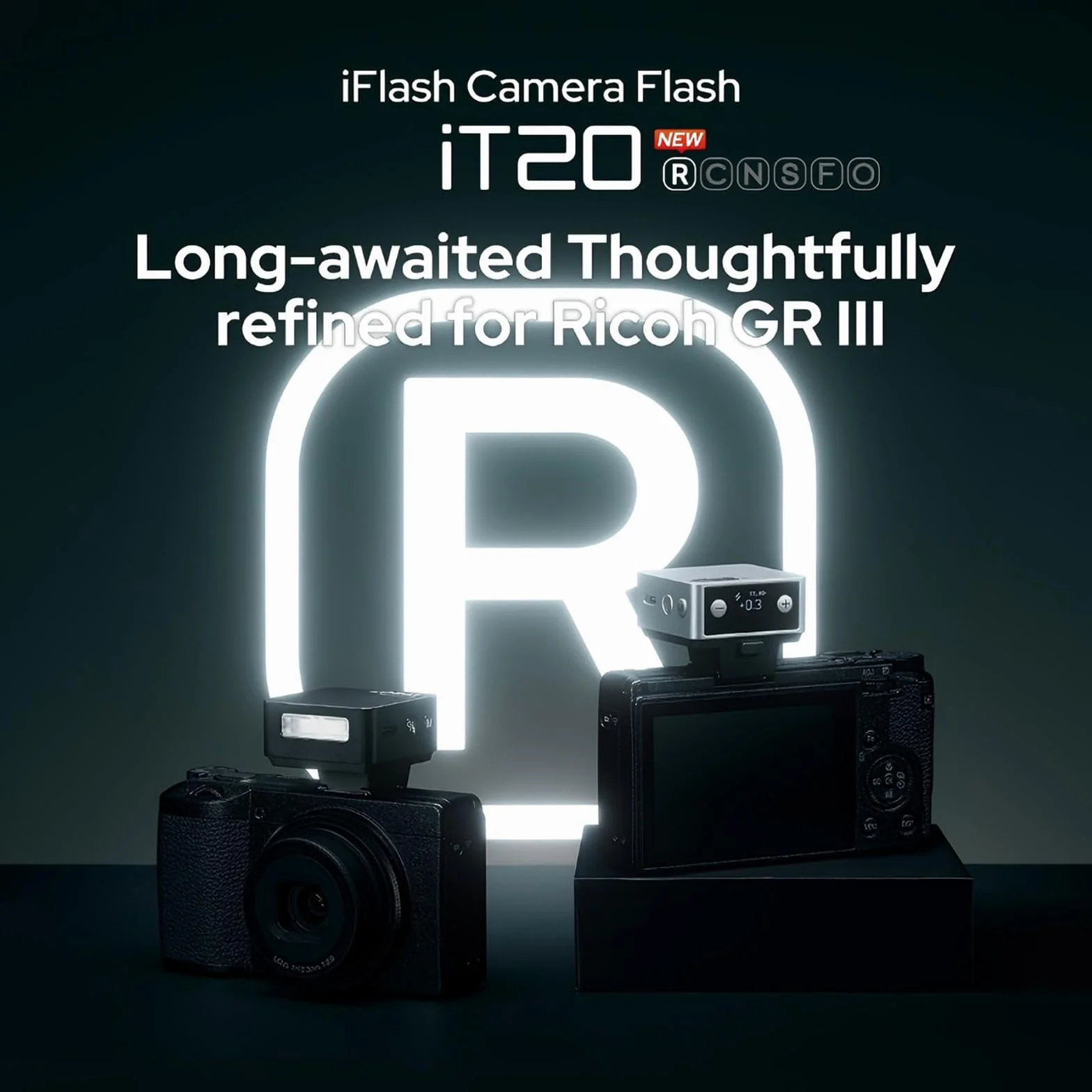 Godox iT20-R TTL mini lampa błyskowa do Ricoh GR III, iT20R kompaktowa lampa błyskowa, kompatybilna z P-TTL, akumulator wielokrotnego ładowania USB, magnetyczny filtr kolorowy w zestawie