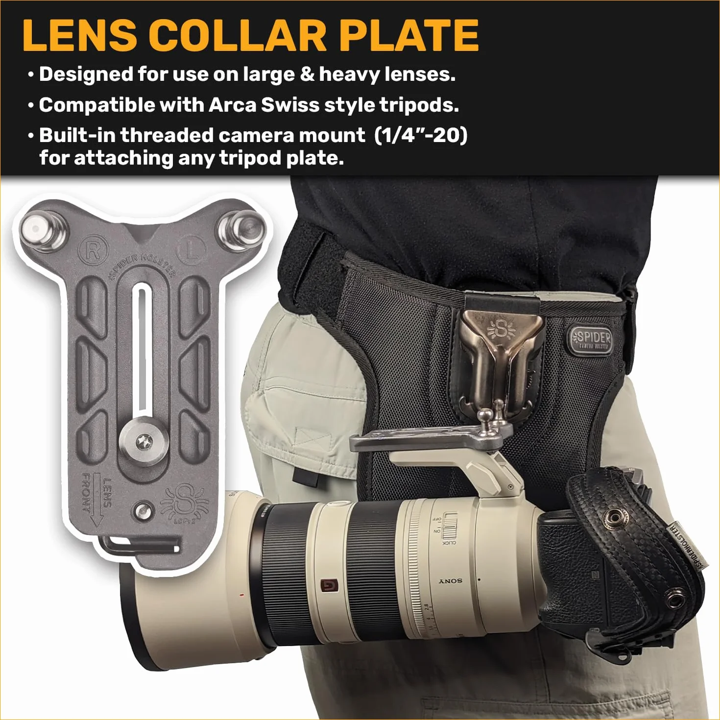 Spider Holster - SpiderPro Mirrorless Dual Camera System v2 - Profesjonalny system szybkiego transportu dla (2) kamer bezlusterkowych i ciężkich urządzeń, czarny, podwójny lustrzany