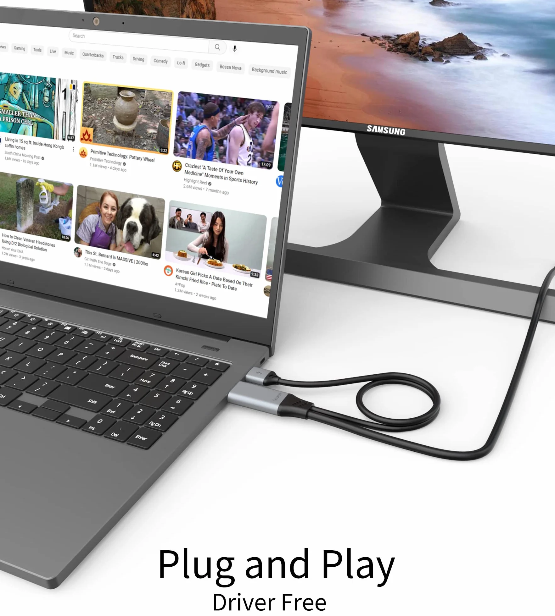 fairikabe DisplayPort do USB-C 4K60Hz 2m, jednokierunkowy DP do źródła USB-C (wtyczka do wtyczki), kompatybilny z przenośnym monitorem dotykowym, MacBook Pro/Air i iMac