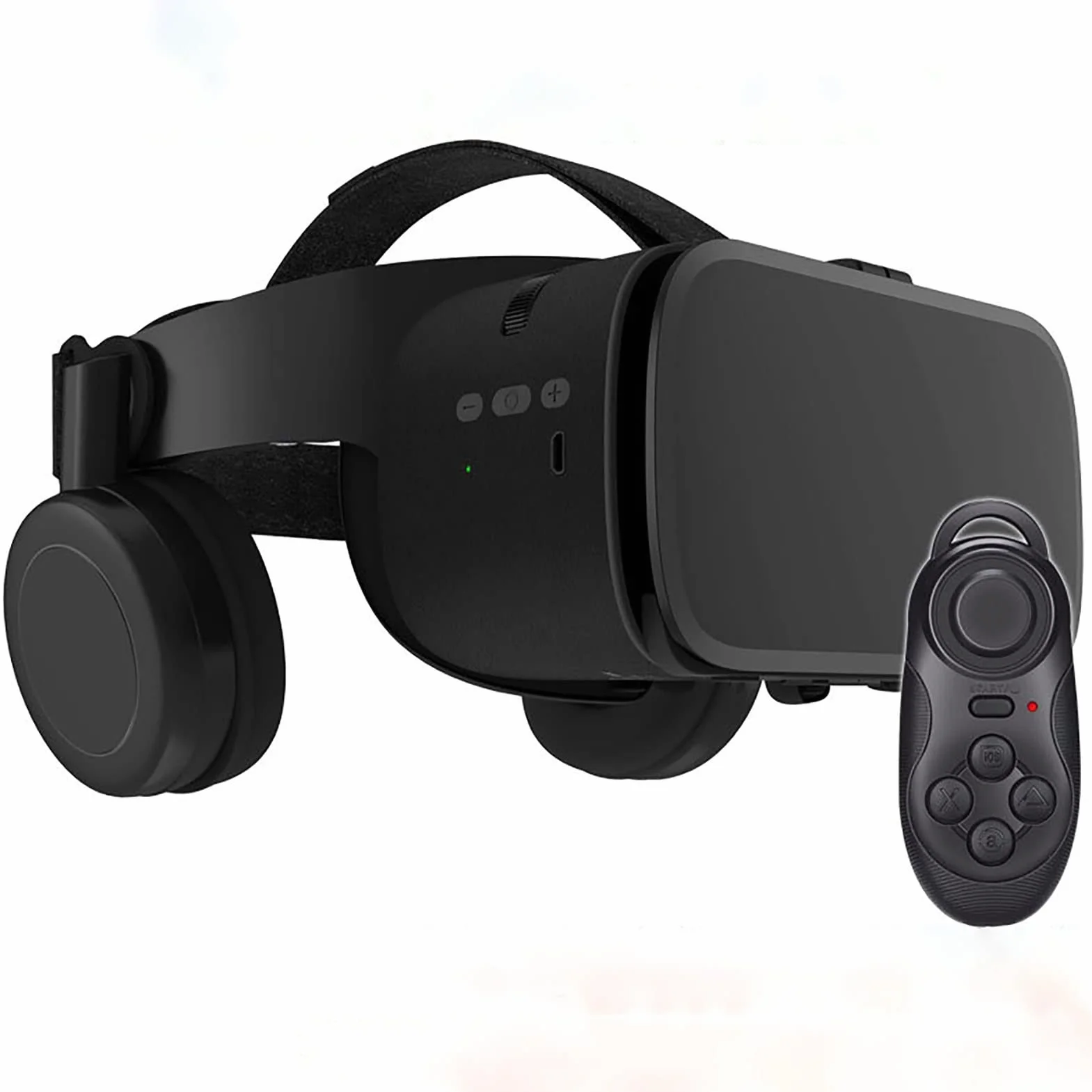 Zestaw słuchawkowy do wirtualnej rzeczywistości 3D VR z pilotem zdalnego sterowania, widowisko stereo VR do filmów i gier Bluetooth bezprzewodowe okulary VR kompatybilne z 4,7-6,3 cala iPhone iOS / Android (kolor: czarny, rozmiar: 032