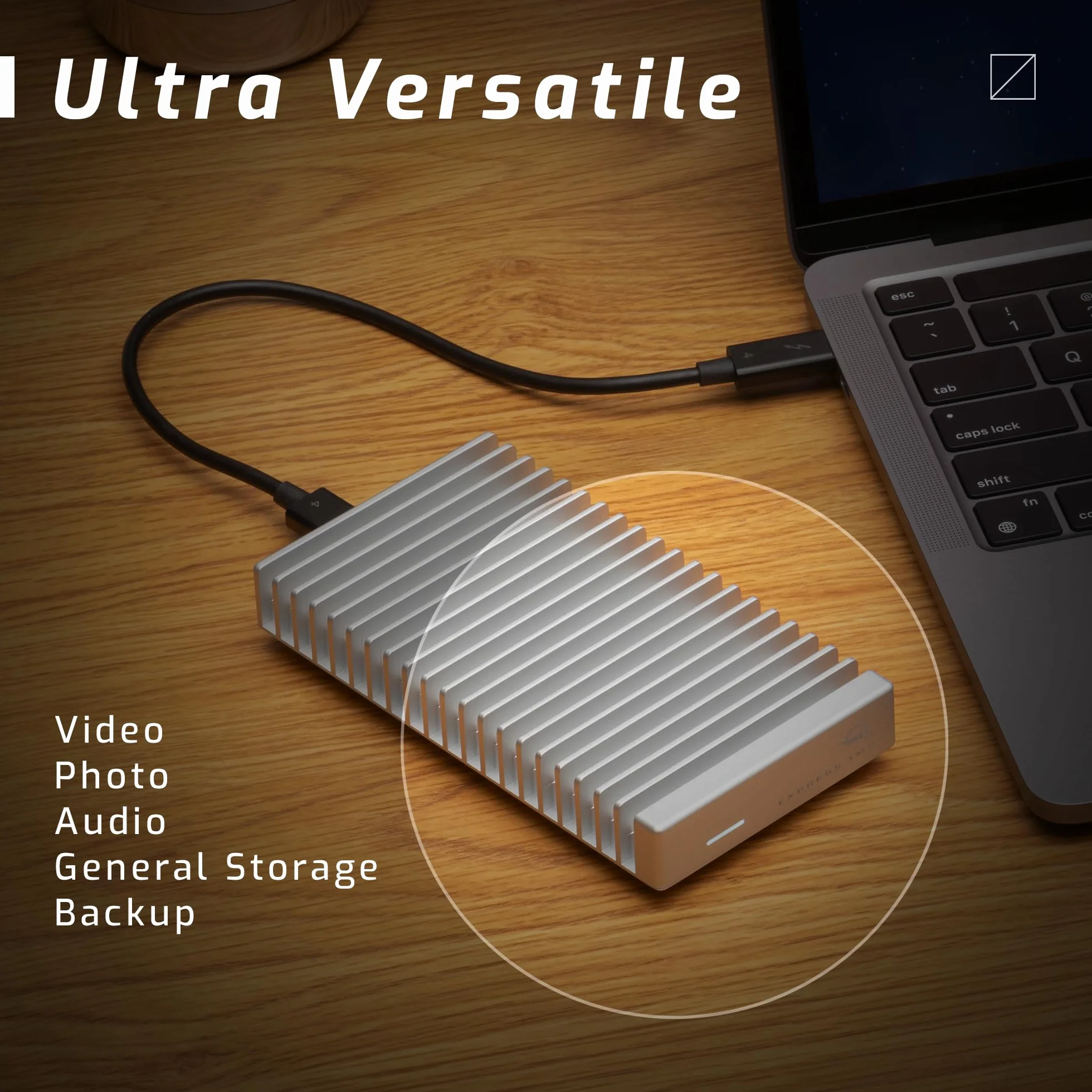 OWC Express 1M2 przenośny dysk SSD NVMe Thunderbolt (USB-C) USB4, ultraszybki zewnętrzny dysk SSD z aluminiową obudową z radiatorem (tylko obudowa)