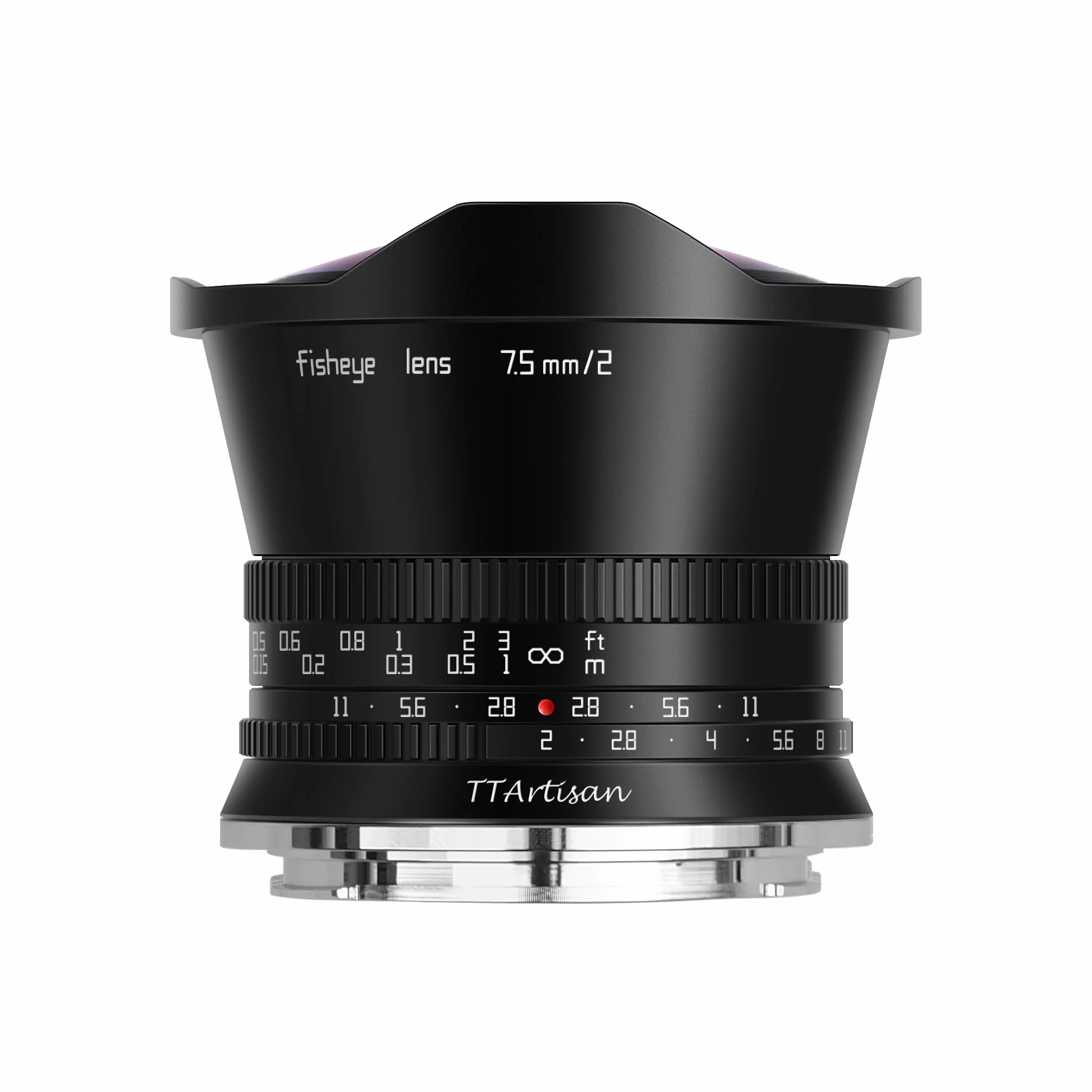 TTARTISAN APS-C 7,5mm F/2 Fisheye X, Ultra-szerokokątny obiektyw manualny do mocowania Fuji X-A1 X-A10 X-M5 X-H2 X-T1 X-T10 X-T20 X-T30 X-T50 (Bajoneta X)