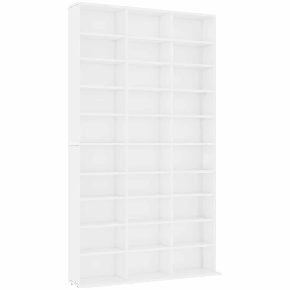 Hothingwell Szafka na płyty CD, biała, 102 x 23 x 177,5 cm, drewno inżynieryjne, półka na płyty CD 30 przegródek, schowek na płyty i akcesoria, szafka do przechowywania do salonu, biura, sypialni