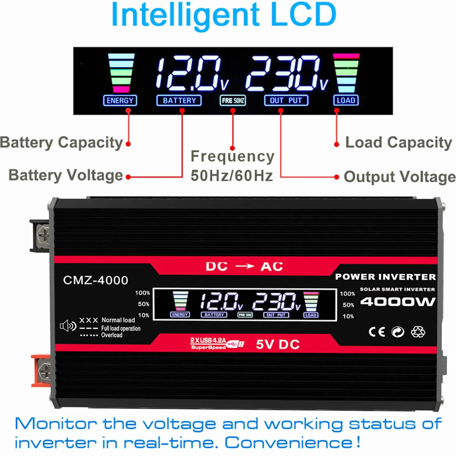 Przetwornice Mocy 300 W, Przetwornica Napięcia Samochodowego 12 V do 110 V 220 V AC Konwerter z 2 Falownikami USB i Zapalniczką Samochodową do Ciężarówki,Black-110V