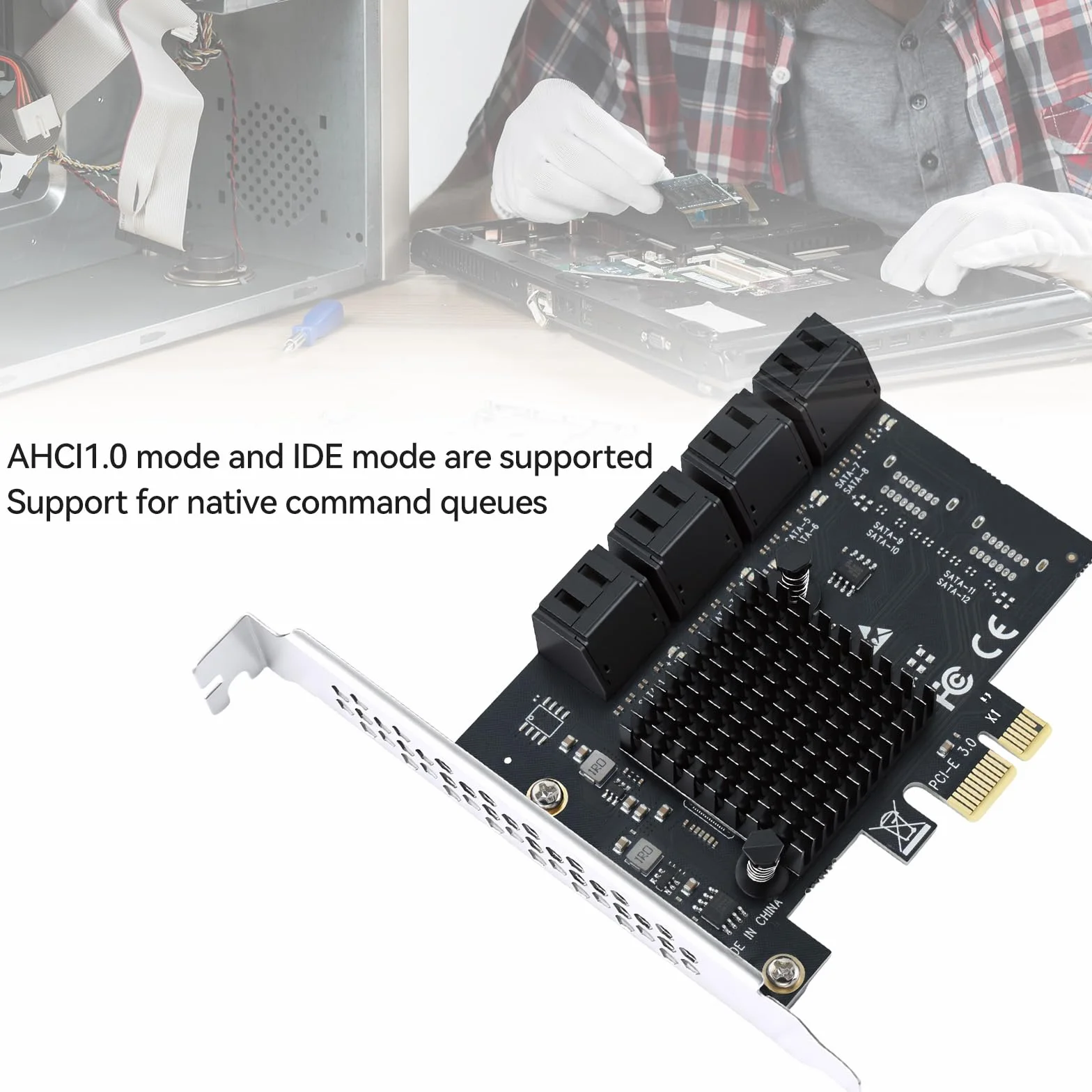 ELUTENG PCIe SATA karta 8 portów, 6 Gbps PCIe do SATA adapter SATA 3.0, karta kontrolera, PCI Express X1, karta rozszerzeń do komputera stacjonarnego, obsługa dysku SSD HDD, rozruch jako dysk