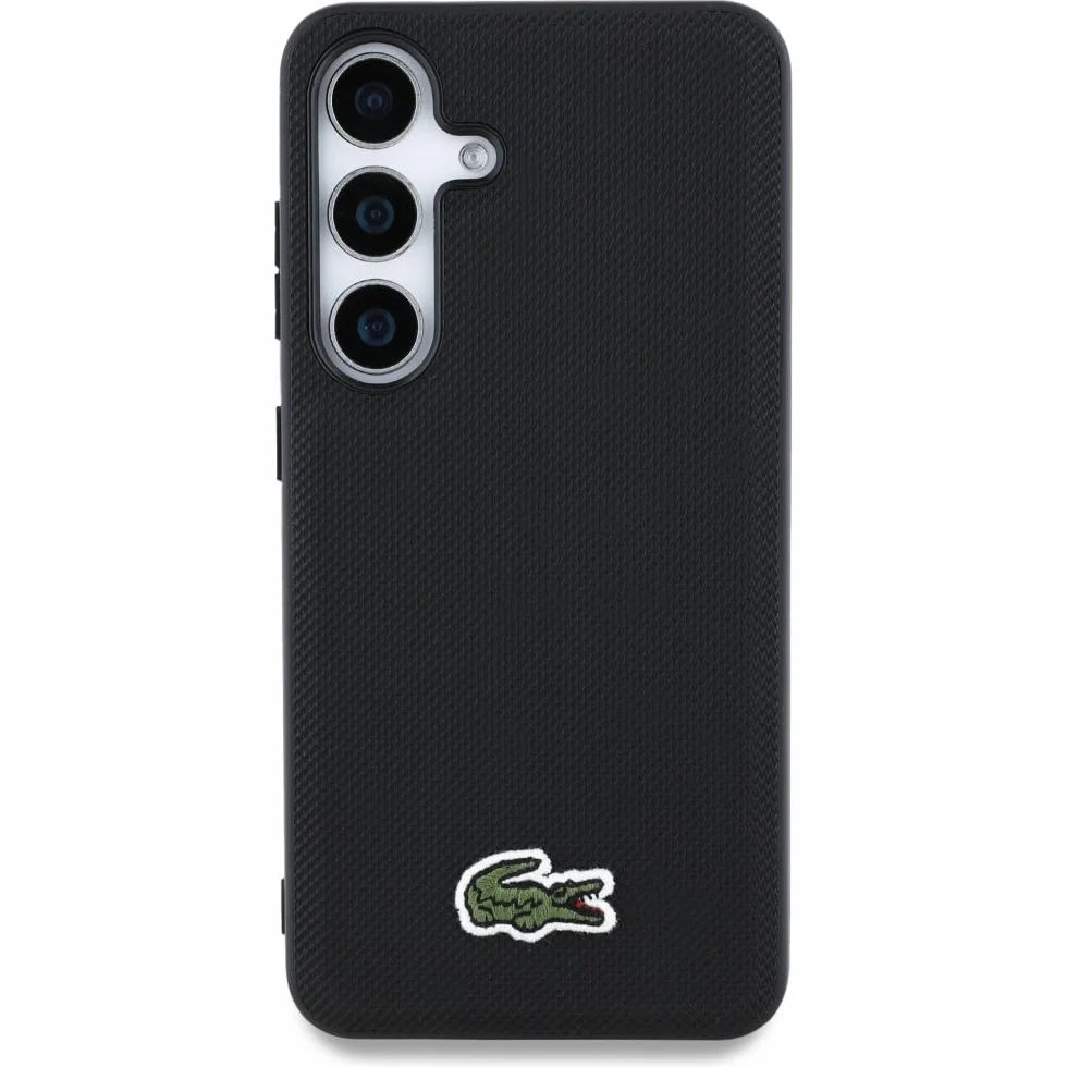 CG MOBILE Lacoste Iconic Petit Pique Woven logo kompatybilne z MagSafe etui do Samsung Galaxy S25 (czarne)