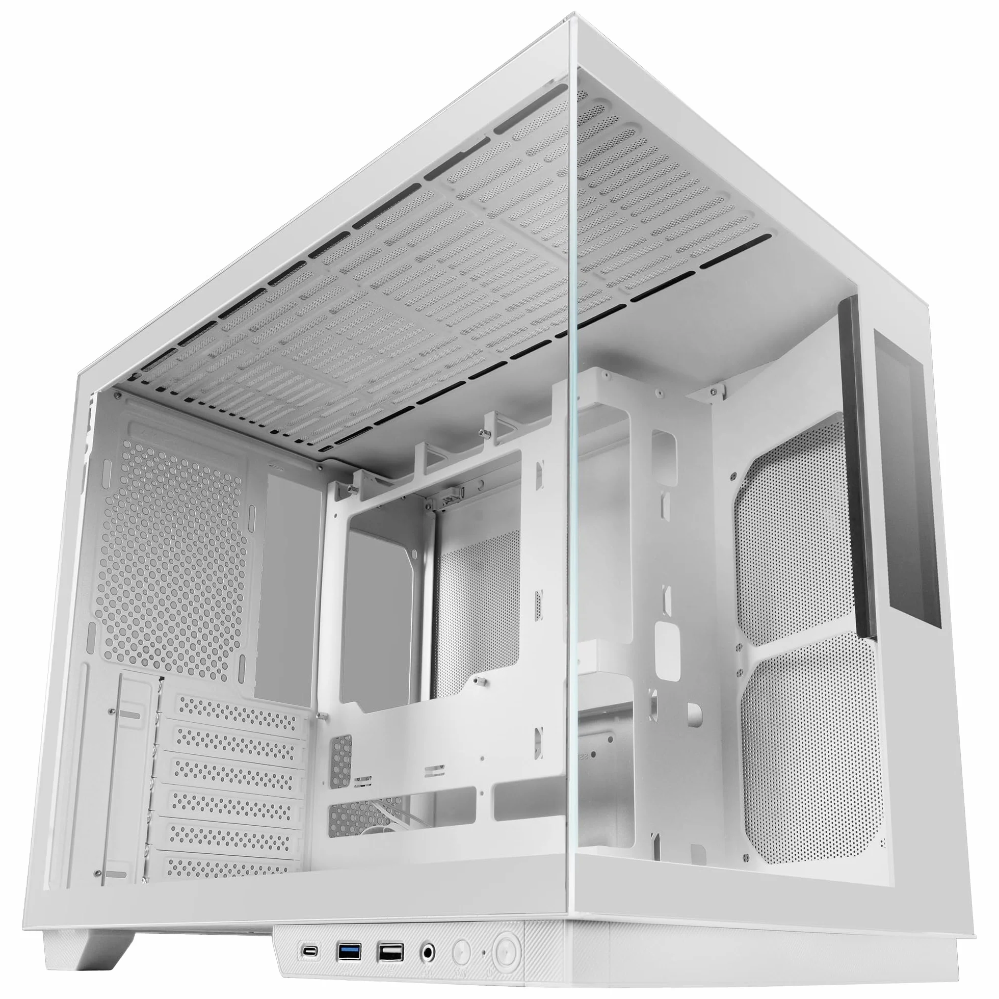 Mars Gaming MC-MIRAGE, Obudowa Gamingowa ATX, Ekran LCD IPS 7,2” Personalizowany, Ciągły Szkło Hartowane Przedni i Boczny Panel, Struktura Podwójnej Komory, Wsparcie Chłodzenia Cieczą do 360mm, Biały