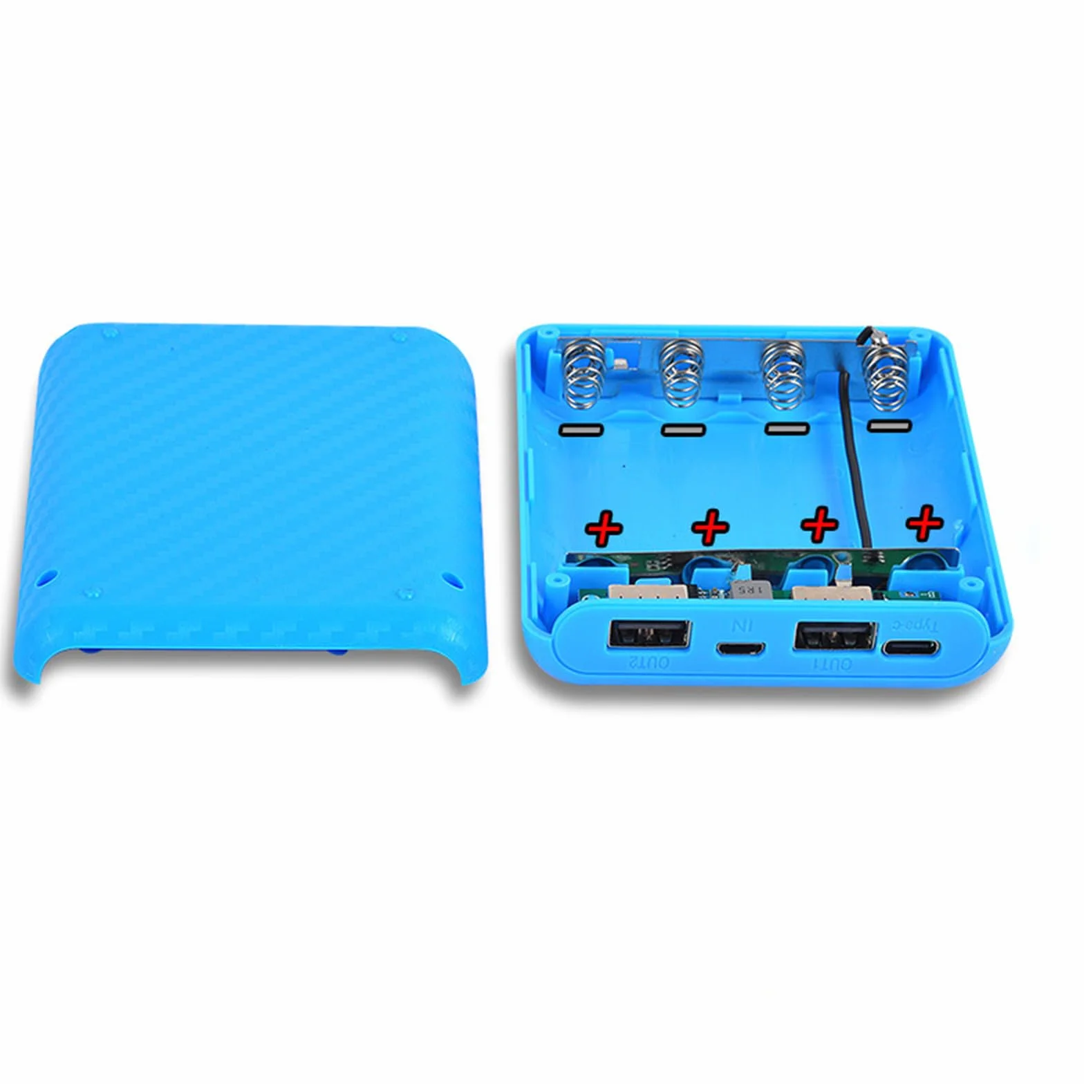 DIY Zewnętrzne pudełko na baterie 4x18650 Zewnętrzne obudowy baterii z wieloma kolorami Bateria nie jest dołączona Wyjście USB 5 V/2,4 A