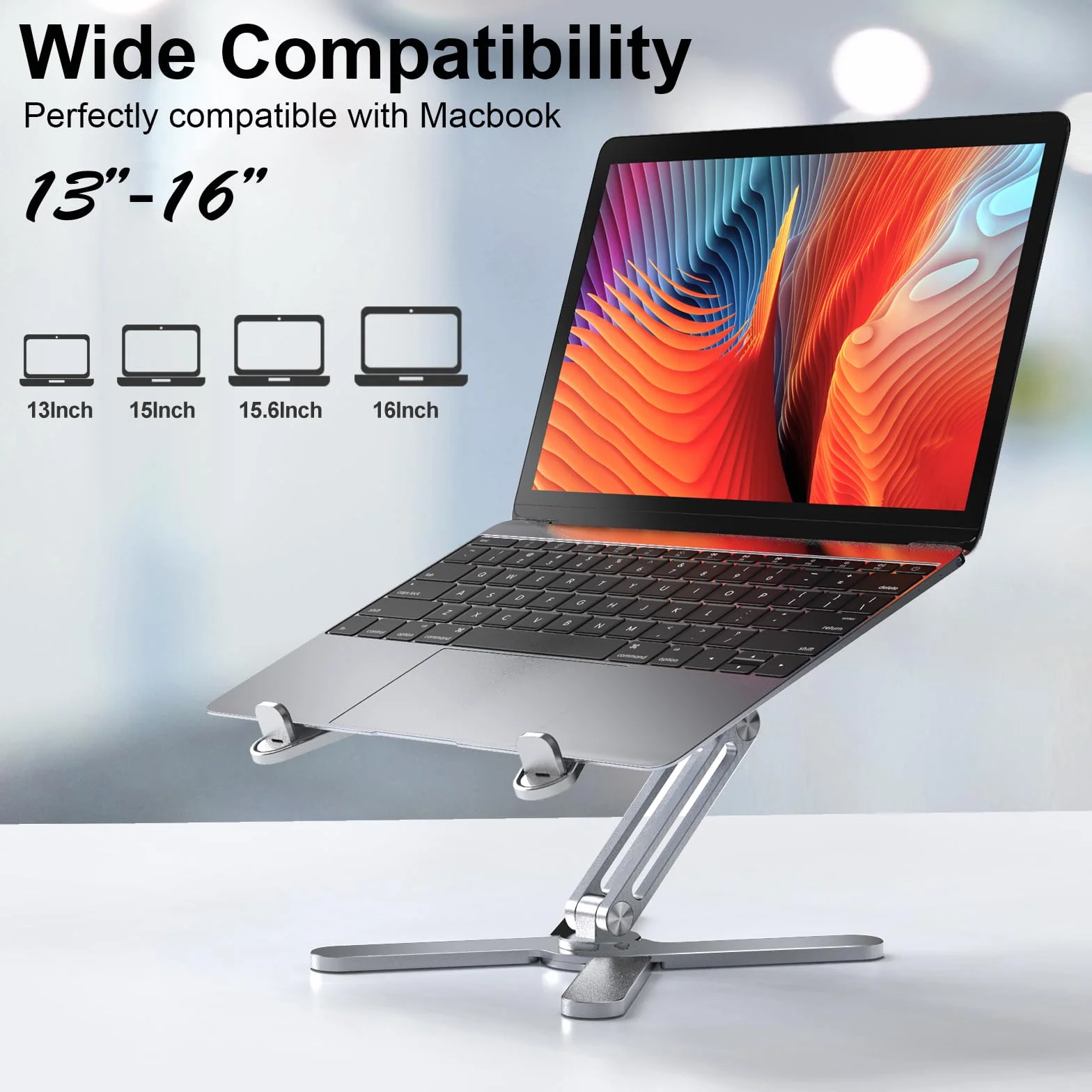 LIENS Regulowany stojak na laptopa z obrotową podstawą 360, aluminiowy stojak na laptopa, składany, ergonomiczny stojak na notebooka, kompatybilny z iPadem i MacBookiem / wszystkimi laptopami o