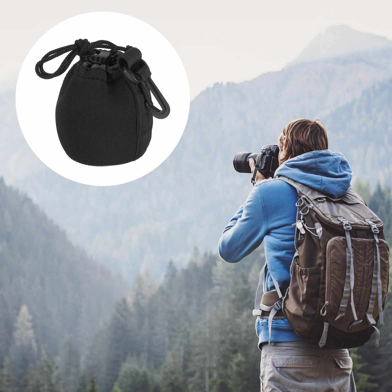 PATIKIL Aparat obiektyw Torba, 2.8" IDx3.9 H Sznurek Obiektyw Obudowa z Grubość Ochronna Neopren, Obiektyw Case dla DSLR Aparat Czarny, Czarny