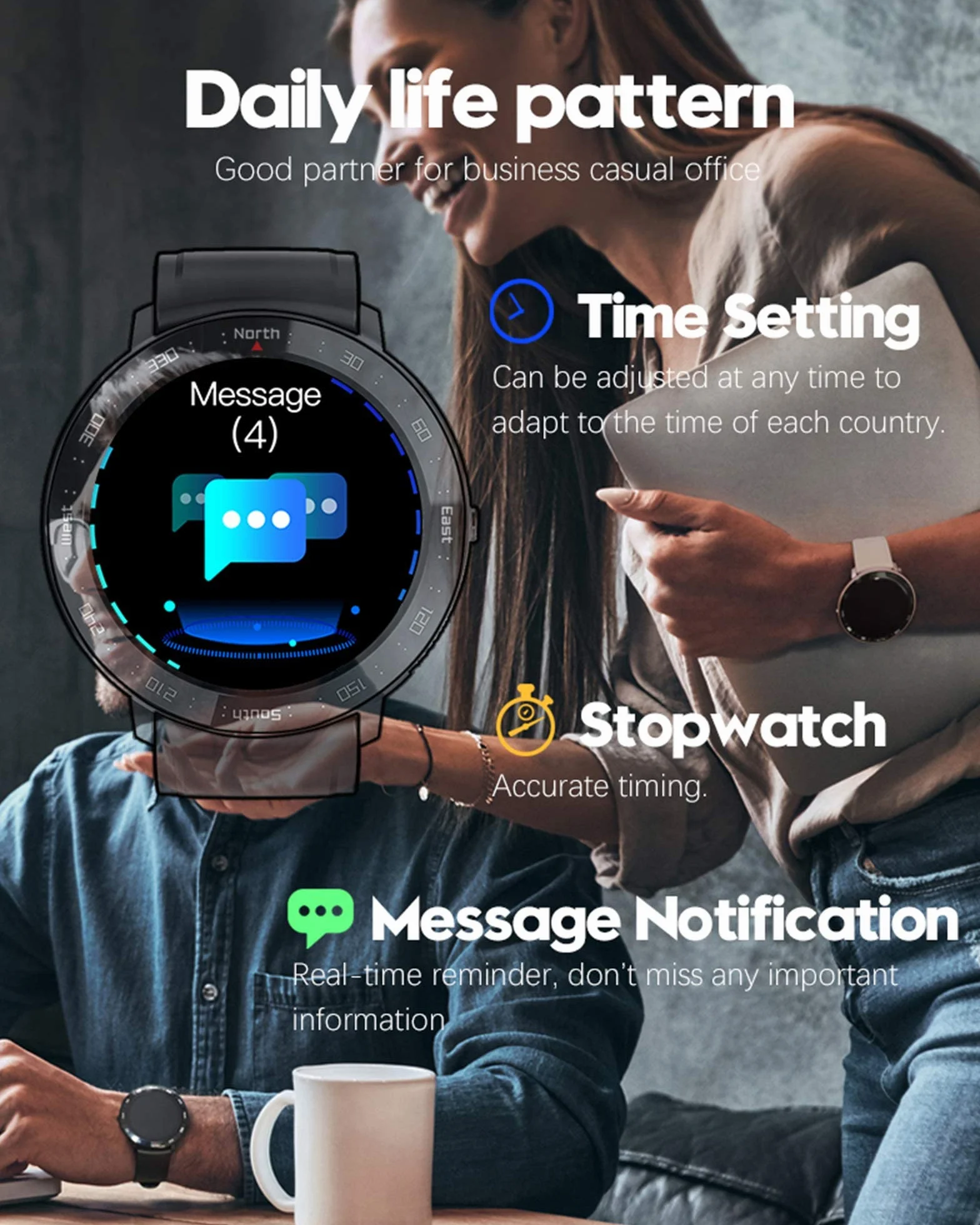 Inteligentny zegarek Monitor aktywności IP68 Wodoodporny zegarek fitness Bluetooth Wielofunkcyjny zegarek sportowy dla mężczyzn i kobiet Kompatybilny z iOS i Androidem (czarny) little surprise