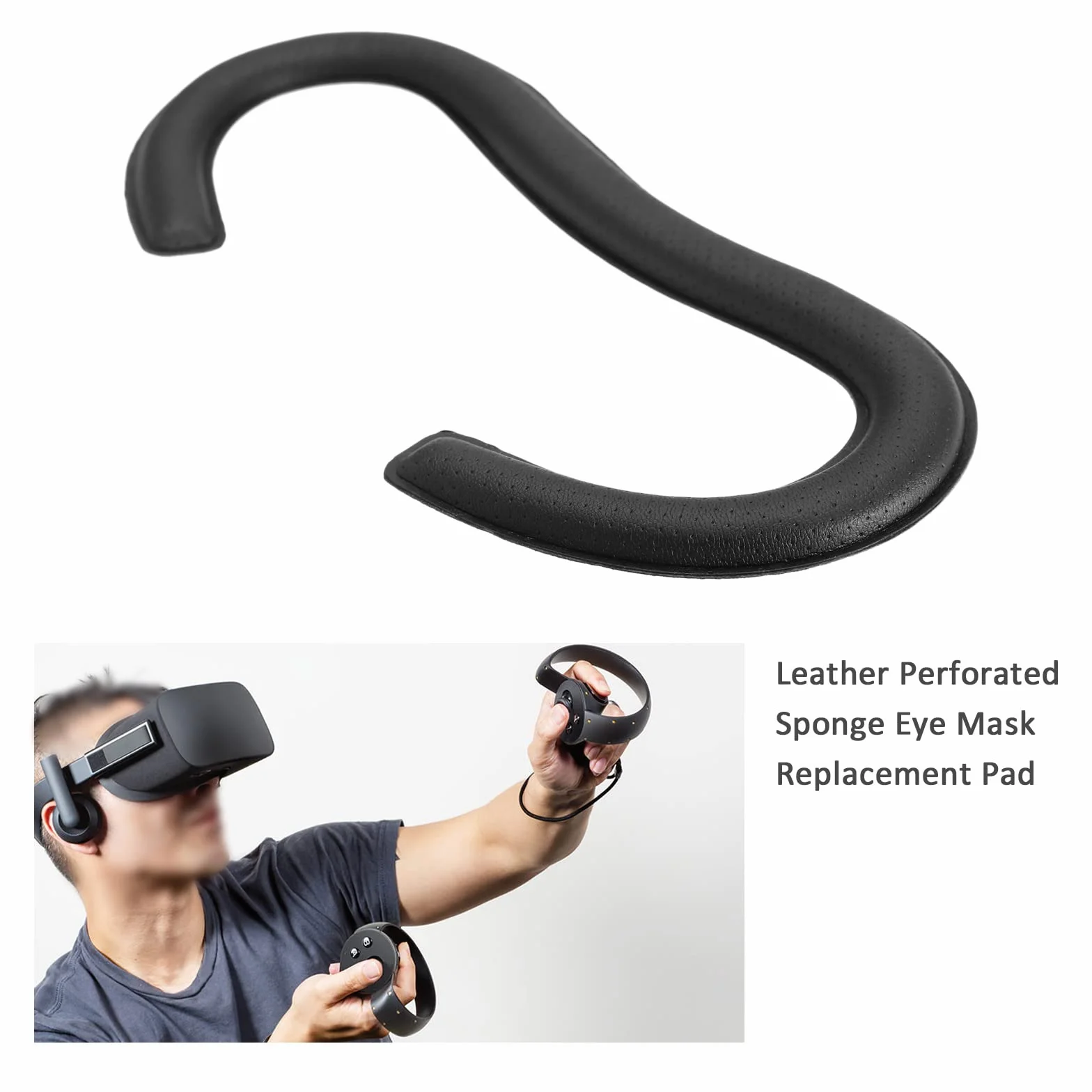 Poduszka na twarz VR kompatybilna z Oculus Rift CV1 VR zamiennik do gier, wygodna pianka PU, osłona twarzy, podkładka z gąbki, czarna