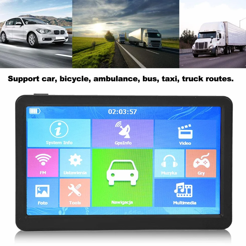 aqxreight Nawigacja GPS do samochodu, 9-calowa uniwersalna nawigacja GPS 256 MB 8G HD pojemnościowy ekran dotykowy zamiennik do samochodów osobowych i ciężarowych (mapa europejska)