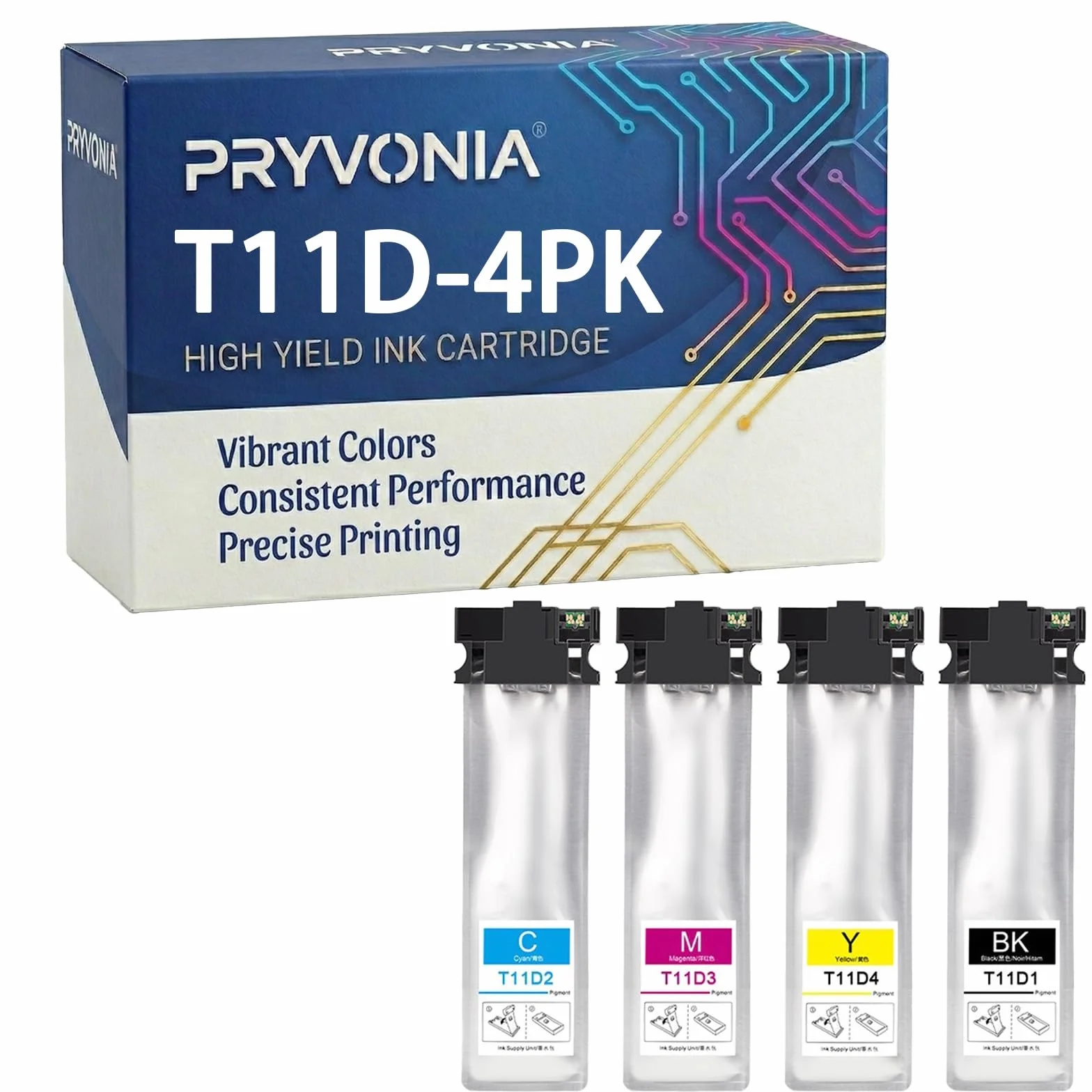 T11D wkłady atramentowe Multipack do Workforce Pro WF-C5390 C5390DW C5890 C5890DWF zamiennik do T11D1 T11D2 T11D3 T11D4 C13T11D140 (4 sztuki w opakowaniu, BK/C/M/Y)