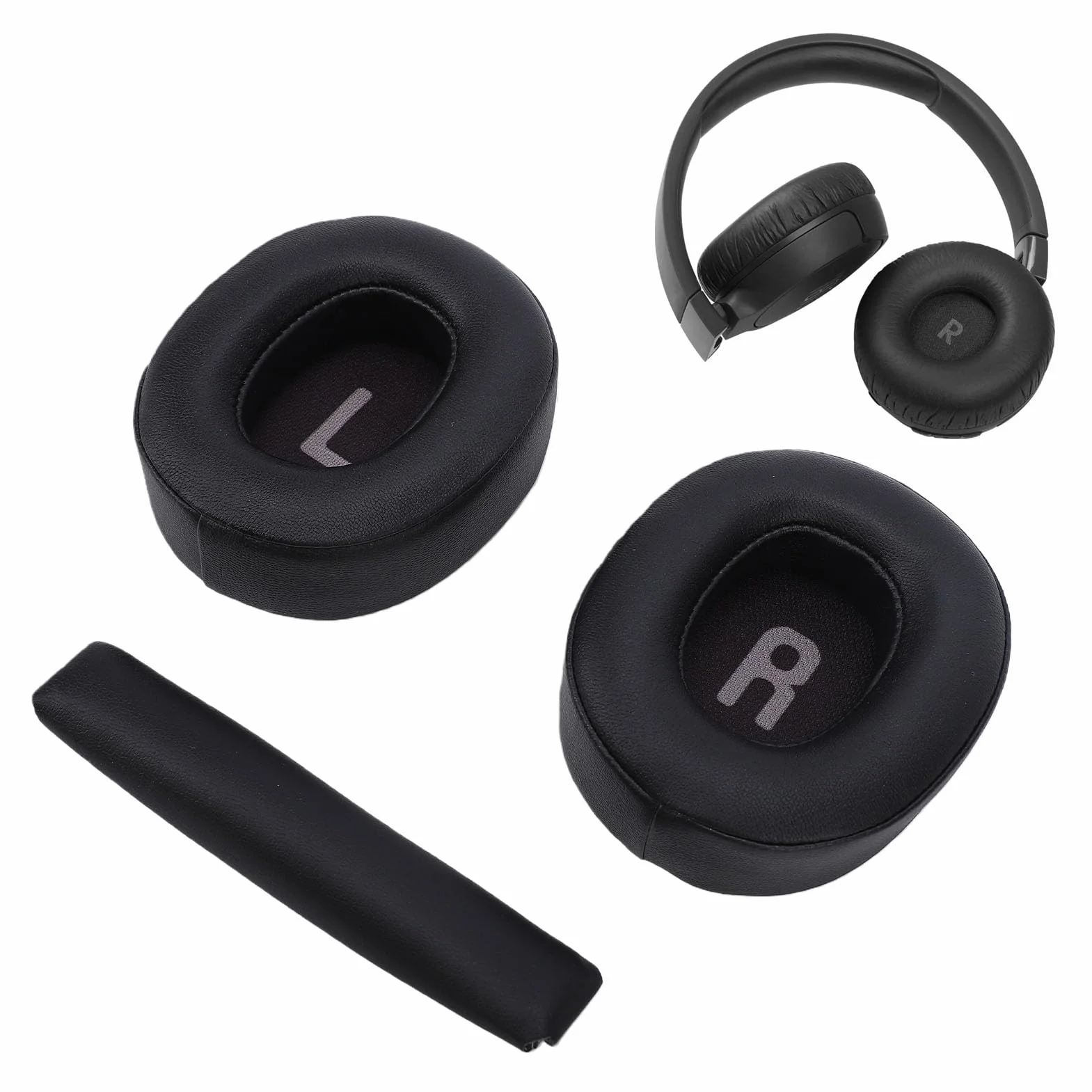CCYLEZ Wymienne Nauszniki do Słuchawek, Poduszki Nauszne Nauszniki do Tune 710BT 720BT 770NC ze skórą proteinową i gąbką z Pianki Memory Comfort Fit (BLACK)