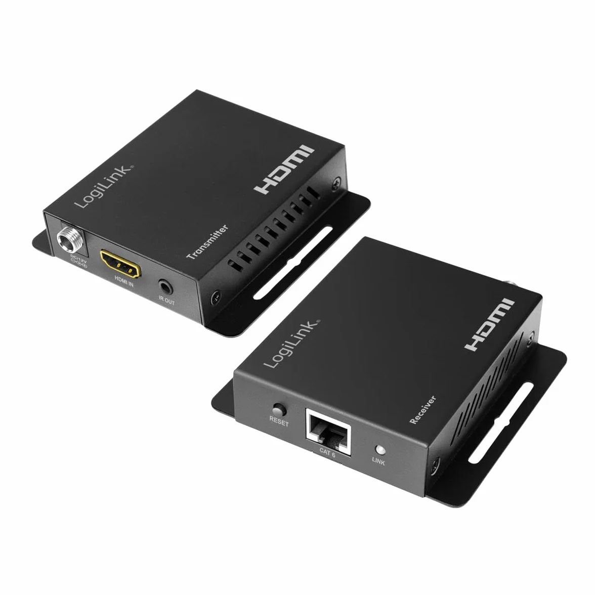 LogiLink HD0063 - przedłużacz HDMI/zestaw przedłużający przez LAN do 70 m, rozdzielczość 4K/60 Hz i Full 3D, EDID, HDR, HDCP, POC, IR