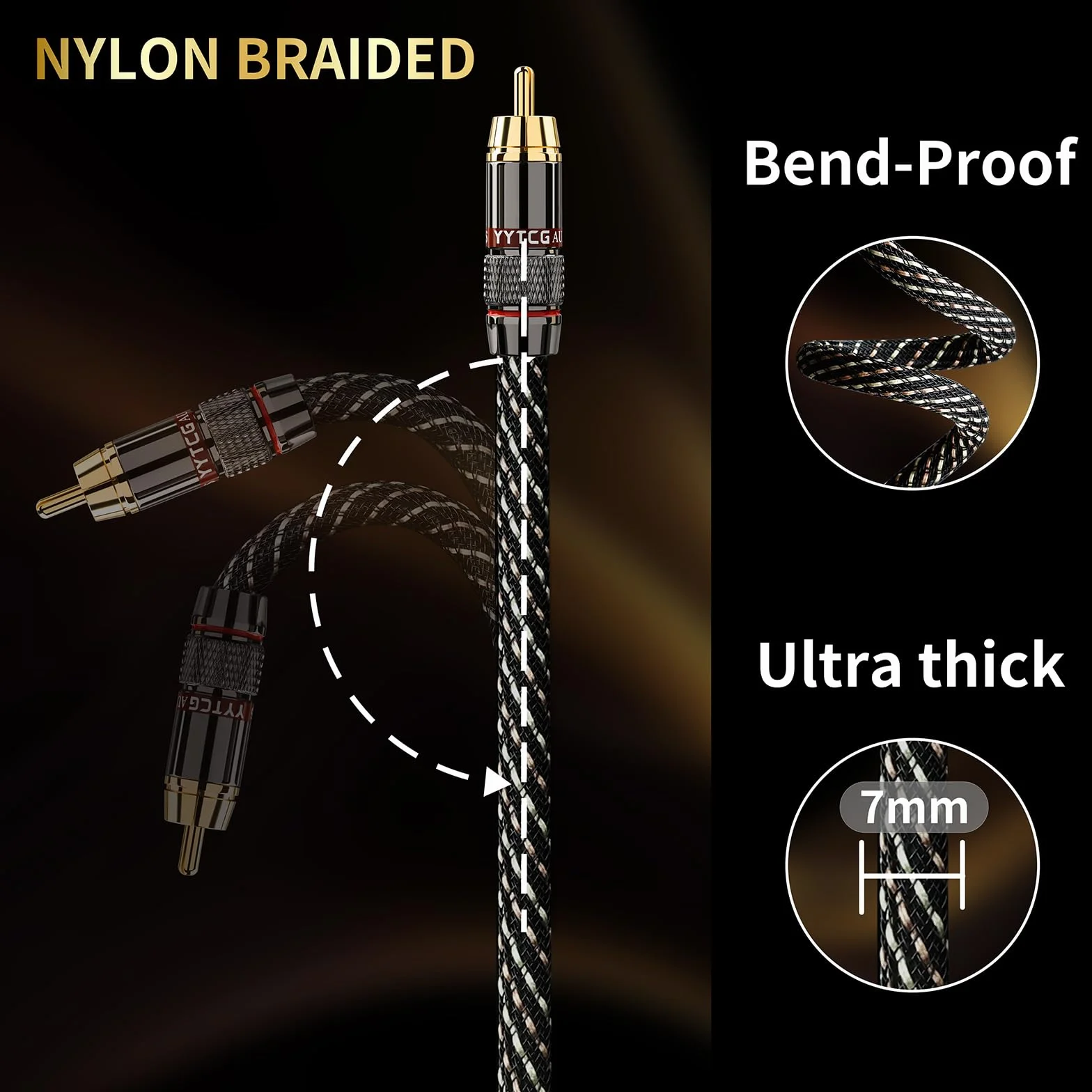 Kabel audio HiFi 2 RCA męski na 2 XLR męski z plecionym nylonowym przewodem Audiophile 4N Rdzeń z miedzi beztlenowej (3 m)