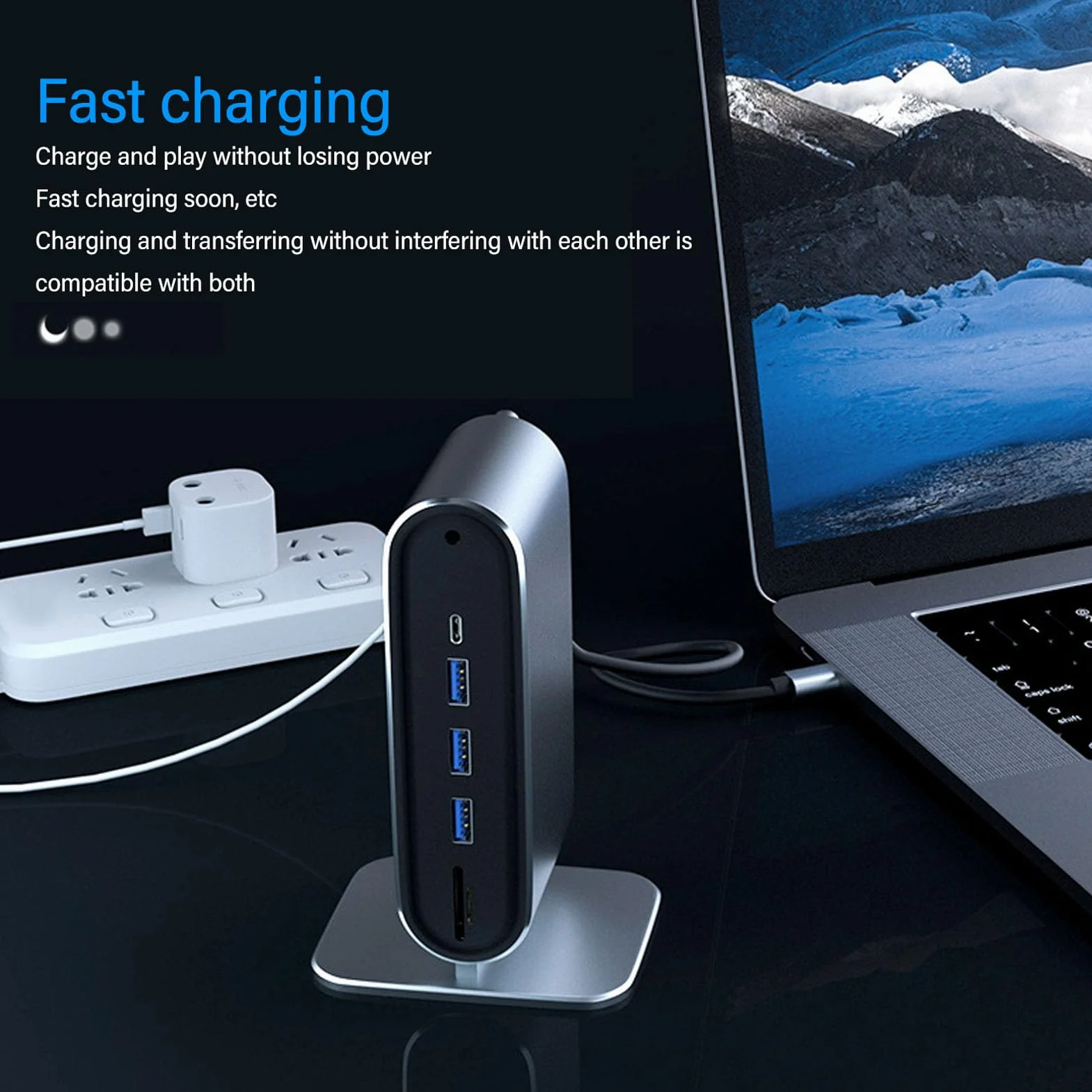 Stacja Dokująca USB C 12 w 1 dla MacBookPro, Interfejs Multimedialny 4K HD, Szybkie ładowanie 10 Gb/s, Stop Aluminium