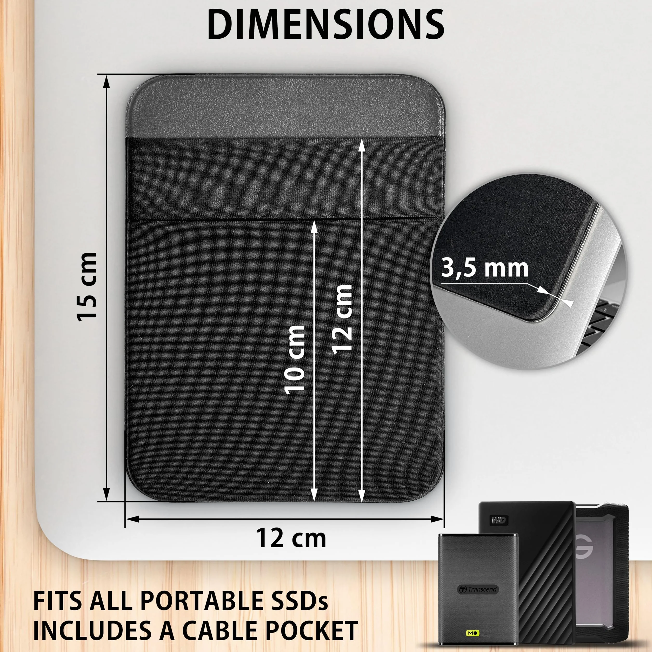 MyGadget Etui na zewnętrzny dysk twardy samoprzylepny czarny
