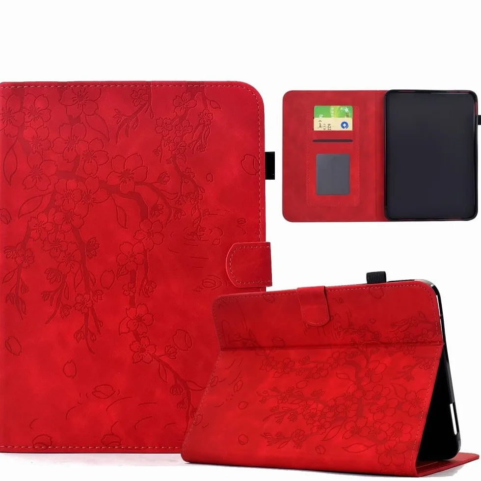 Generic etui kompatybilne z czytnikiem e-booków Kindle Paperwhite 2 2013 (kolor: czerwony) skórzany portfel etui z klapką kwiat drzewo wzór