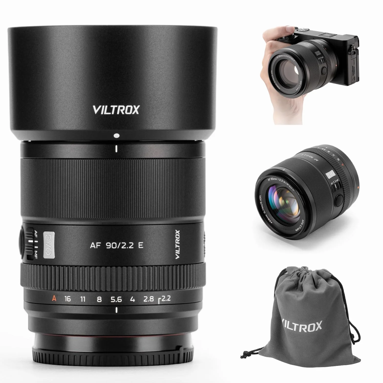 Viltrox 90 mm f2.2 EVO obiektyw do aparatu z mocowaniem E | Otwór f/2.2, mocowanie E, ogniskowa 90 mm, konstrukcja EVO