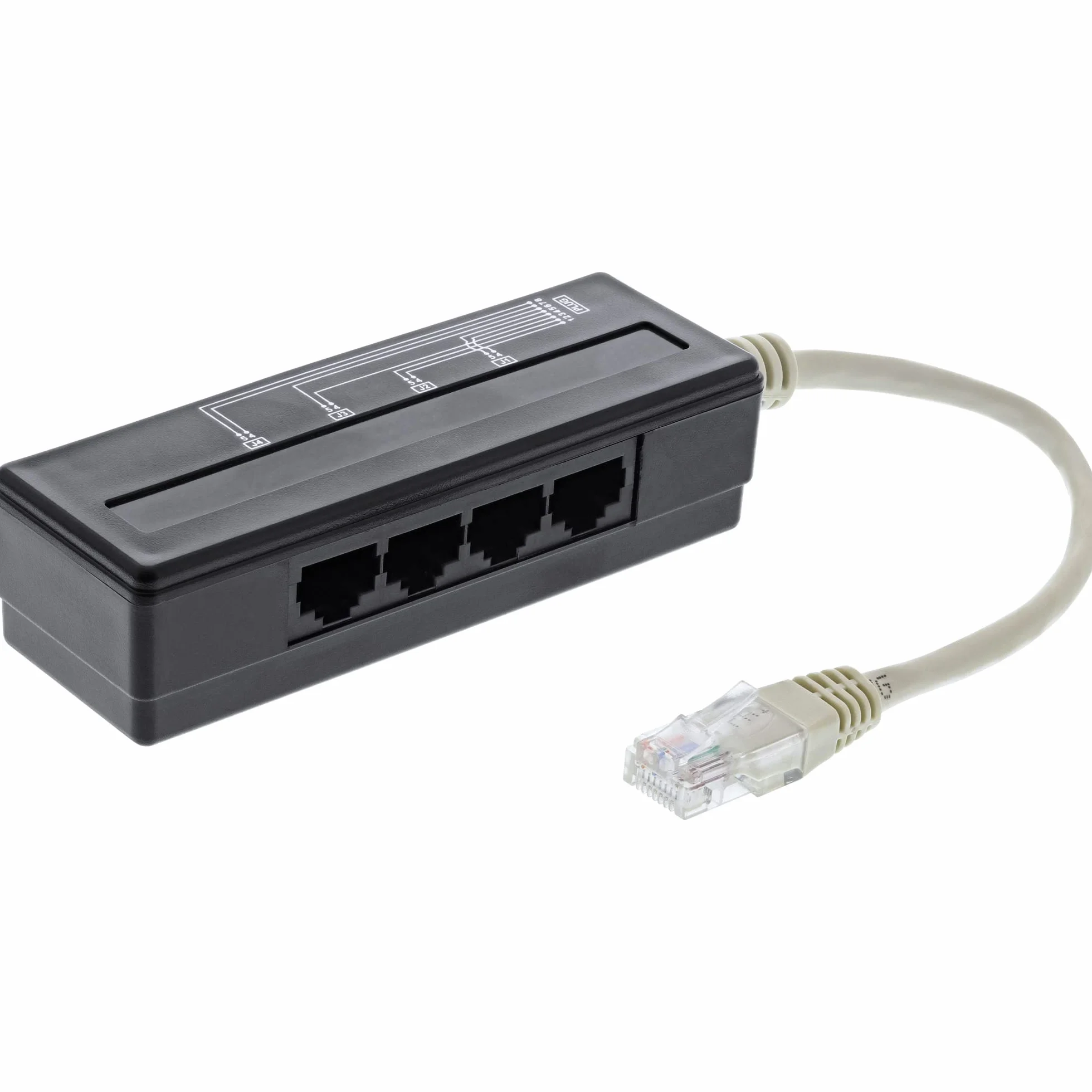 InLine 69995A 4-krotny rozdzielacz do portu telefonicznego, wtyczka RJ45 do 4 x gniazdo RJ45, 0,15 m