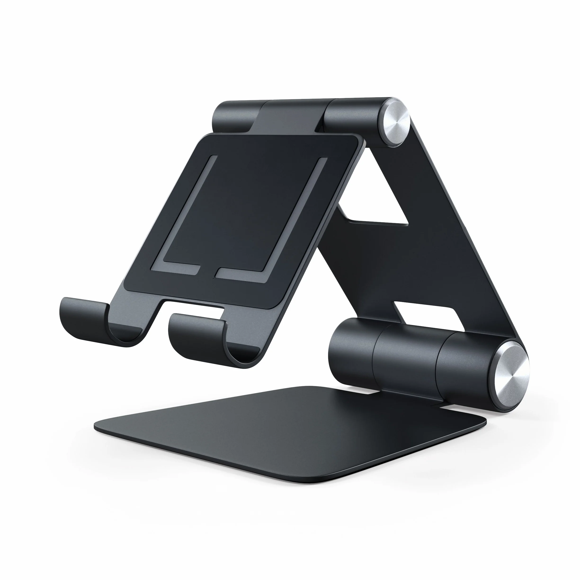SATECHI składana aluminiowa podstawka R1 pod tablet, czarna | Regulowana i antypoślizgowa, do tabletów i smartfonów do 13 cali