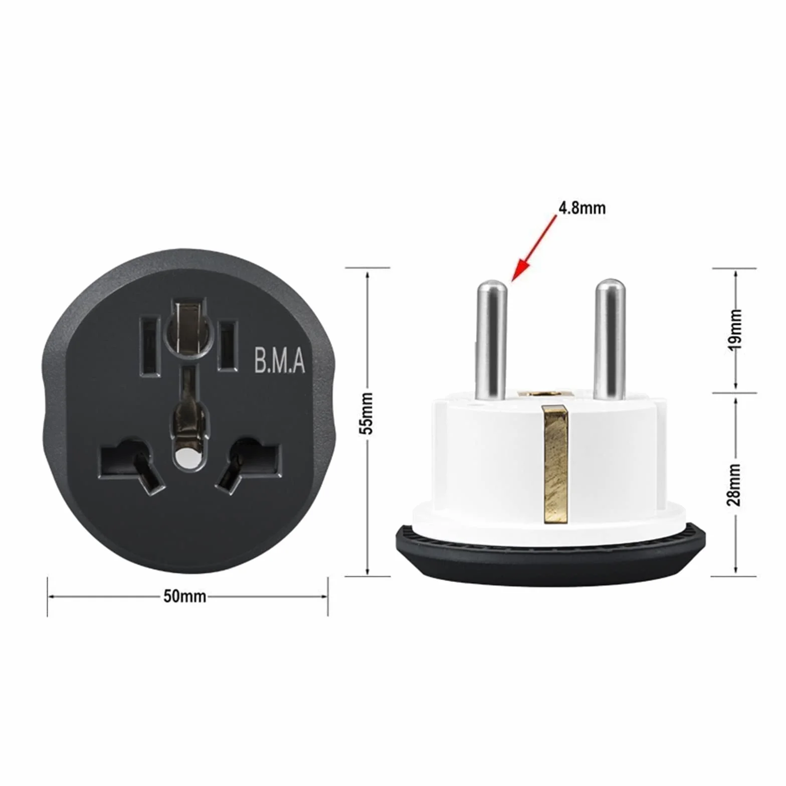 Uniwersalny konwerter wtyczki FR AU US UK do adaptera podróżnego ue wysokiej jakości adapter wtyczki domowej 16A 250V ścienne gniazdo elektryczne (Size : 110-250V, Color : Travel adapter B 20)