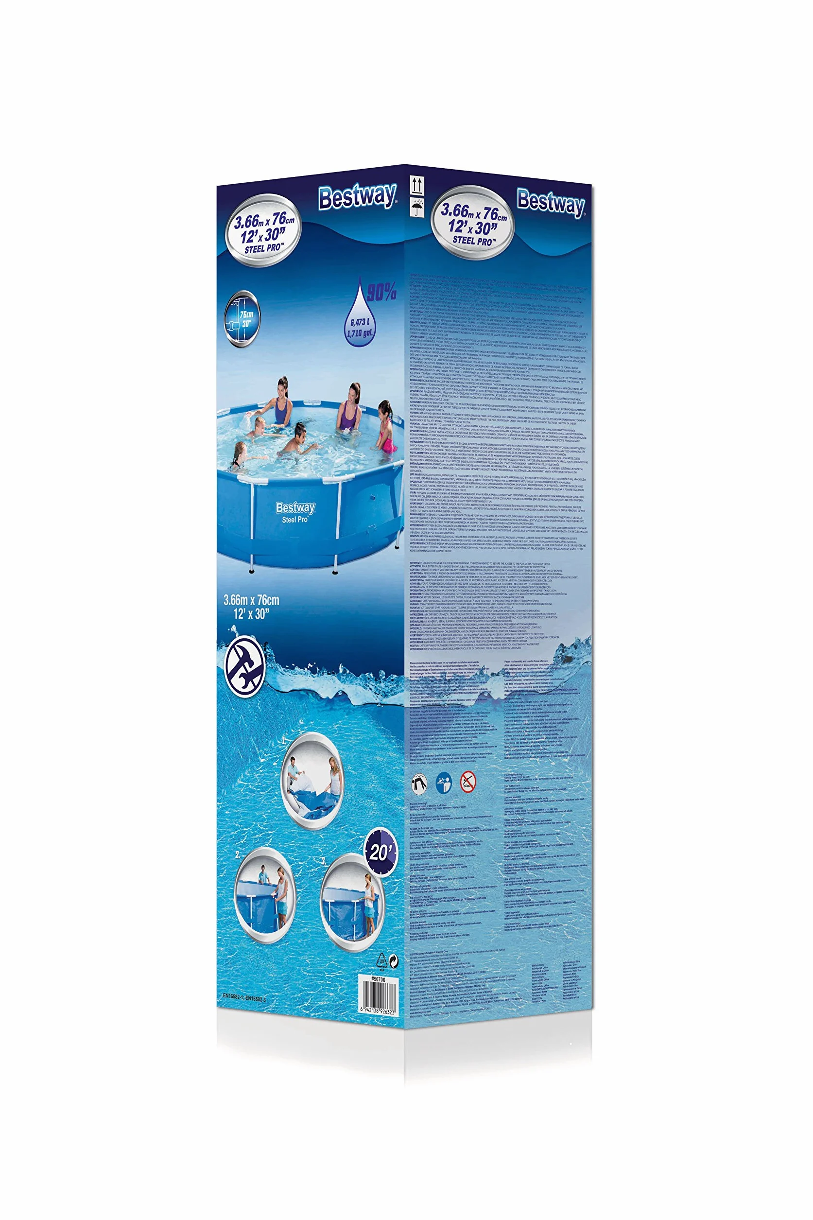 Bestway Steel Pro Frame Basen Okrągły z Ramą Stalową 366 x 76 cm Niebieski