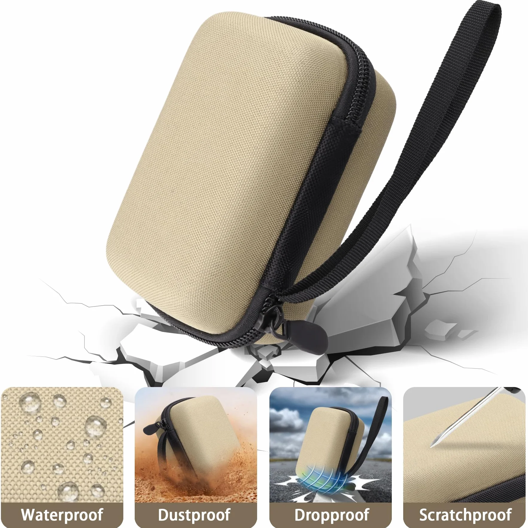 Khanka do Kodak PIXPRO C1 - Twarde etui podróżne do ultrakompaktowego aparatu cyfrowego z uchwytem do przenoszenia, tylko etui, Brązowy brązowy, 882 cc