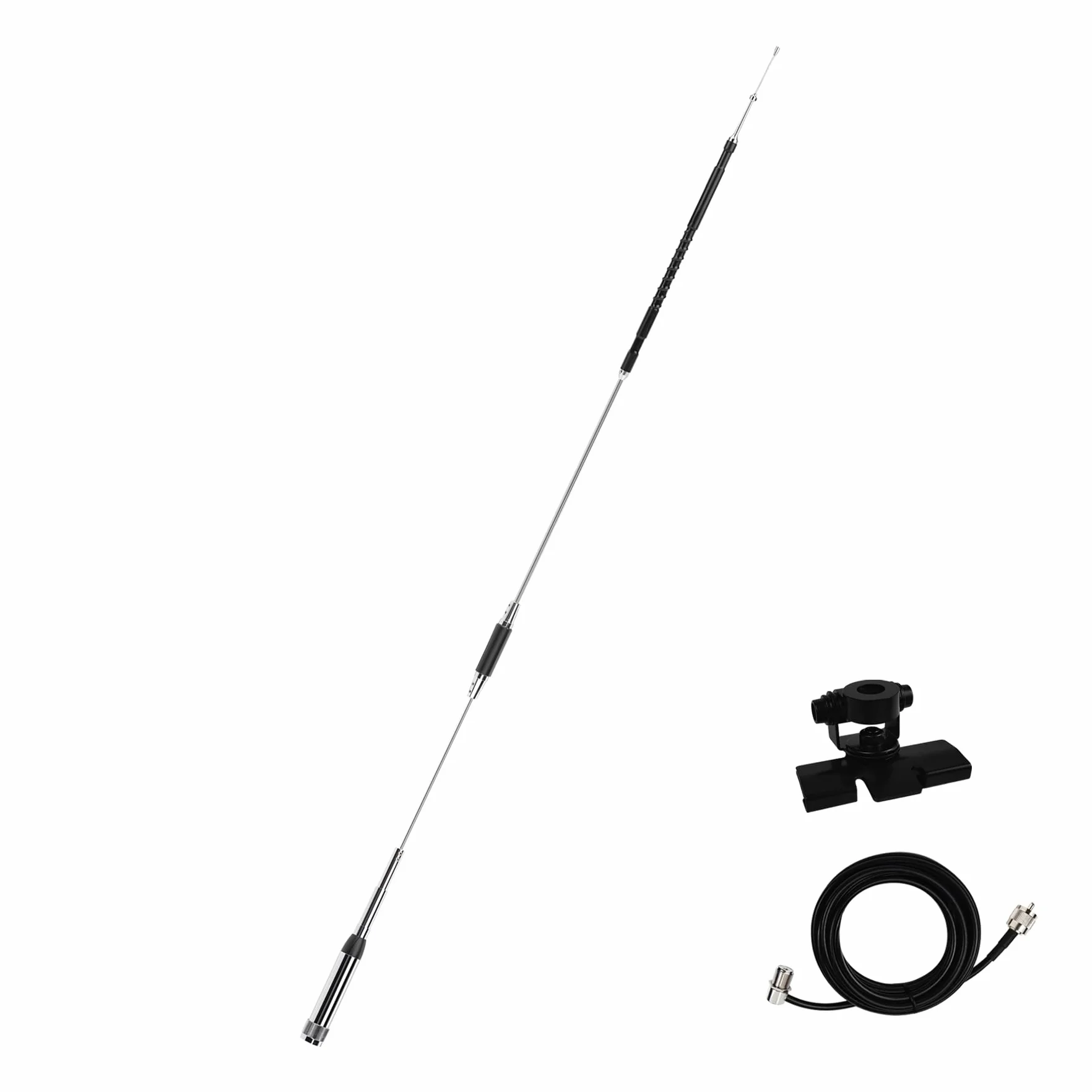 Radio mobilne Quad Band Antena 10 m/6 m/2 m/70 cm 29/50/144/430MHz 1.2 m High Gain Antena do radia samochodowego Molie z kablem koncentrycznym 5 m i klipsem bazowym