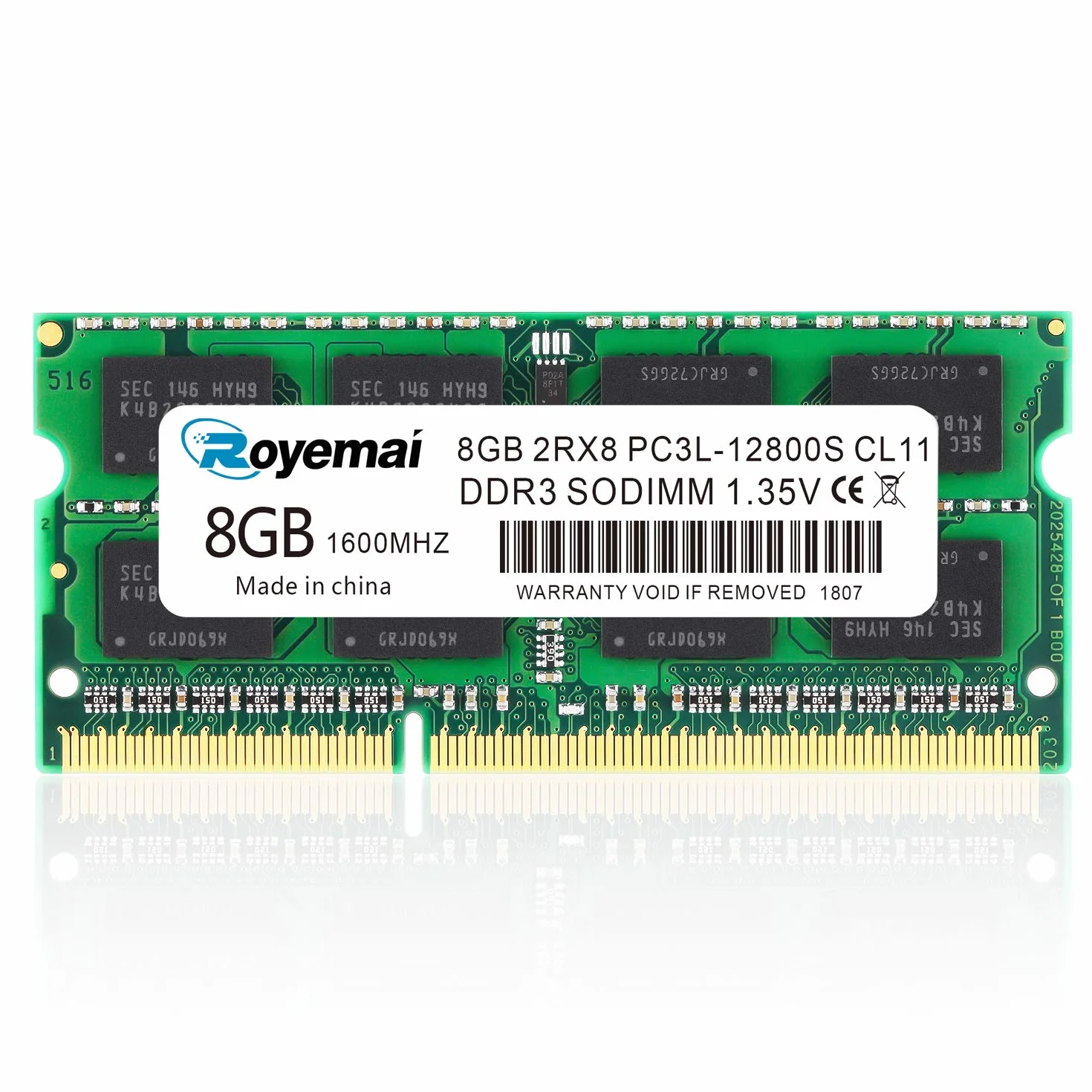 DUOMEIQI 8 GB DDR3 / DDR3L 1600 MHz Sodimm 2RX8 PC3L/ PC3-12800 204pin 1.35v CL11 niebuforowana pamięć notebooka bez ECC, moduł RAM do laptopa Intel AMD i Mac