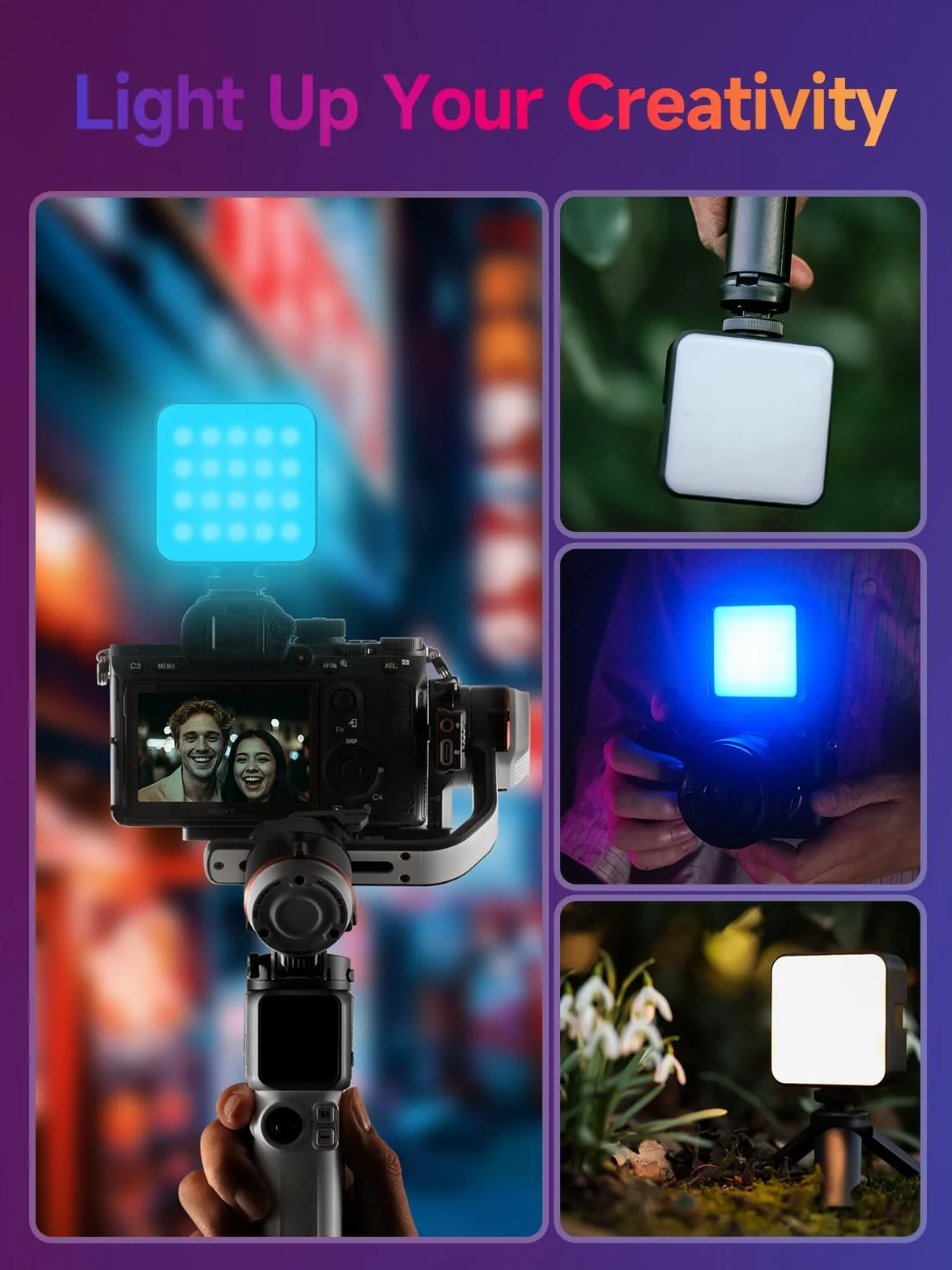 Rollei Lumis Mini RGB-Color światło ciągłe LED, lampa wideo z 60 diodami LED, 2500-9000 K, 6 W, 200 luksów (0,5 m przy 5500 K) | te Led Camera CRI 95+, wbudowany akumulator i ładowanie typu C