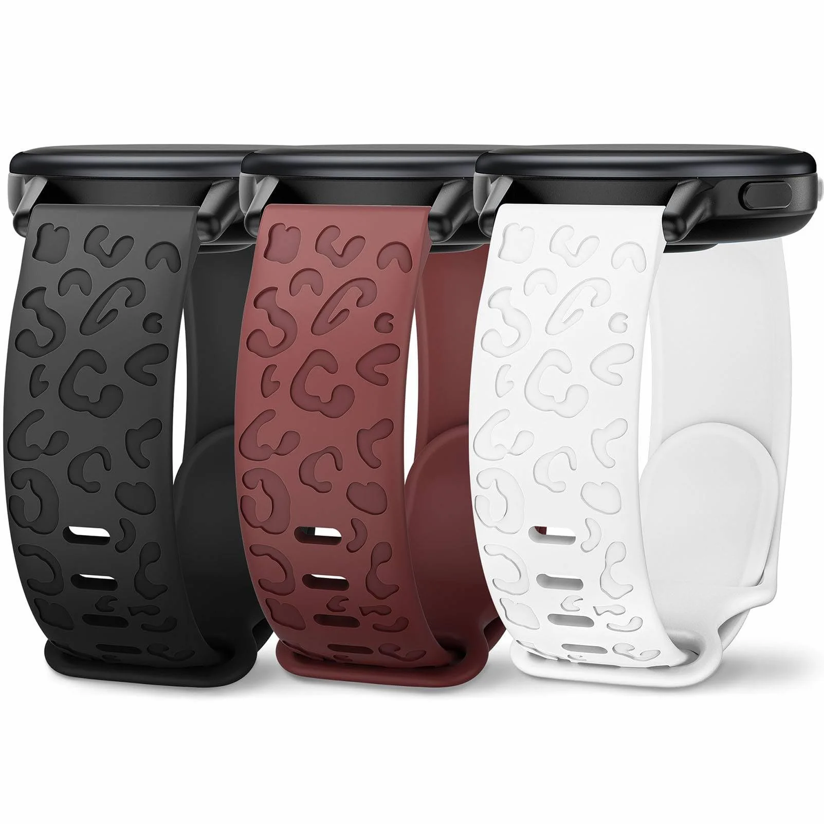 pasek do smartwatchy o szerokości 18 mm z grawerunkiem cętek lamparta, kompatybilny ze smartwatchami Garmin Venu 2S/Vivoactive 4S/Forerunner 55