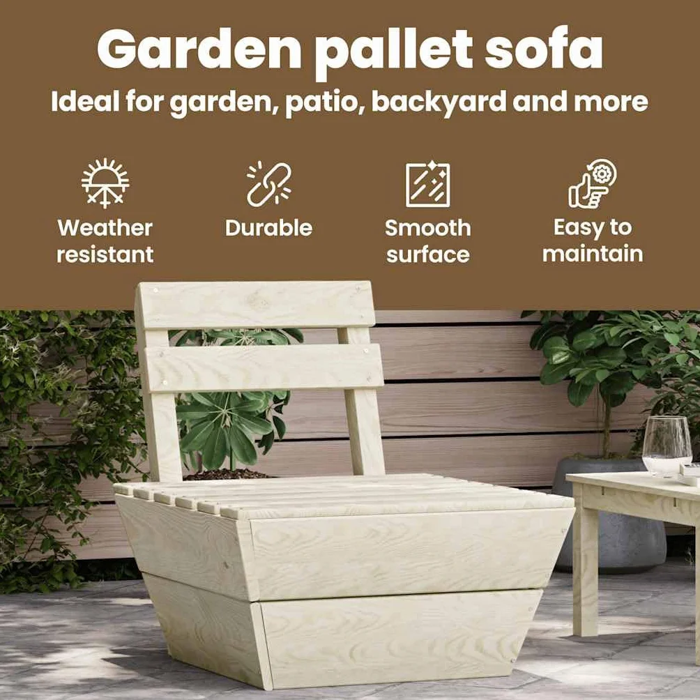 vidaXL Sofa centralna, segmentowa, paleta ogrodowa, sofa ogrodowa, meble tarasowe, ogrodowe na zewnątrz, podwórze, impregnowane drewno świerkowe