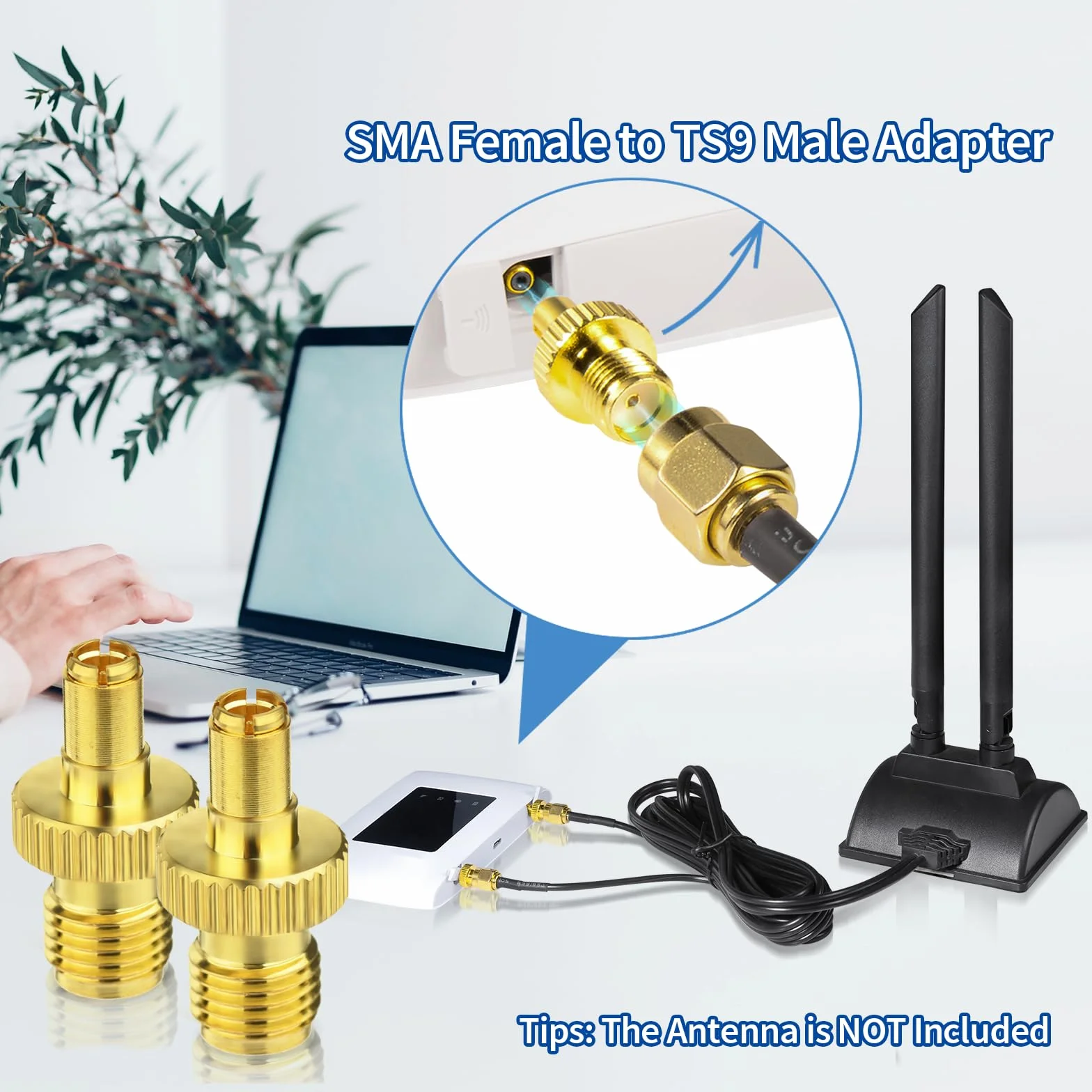 Bingfu SMA żeński na TS9 męski adapter do routera 4G LTE mobilnego routera Hotspot MiFi komórkowy szerokopasmowy adapter USB modem Dongle 2-pak