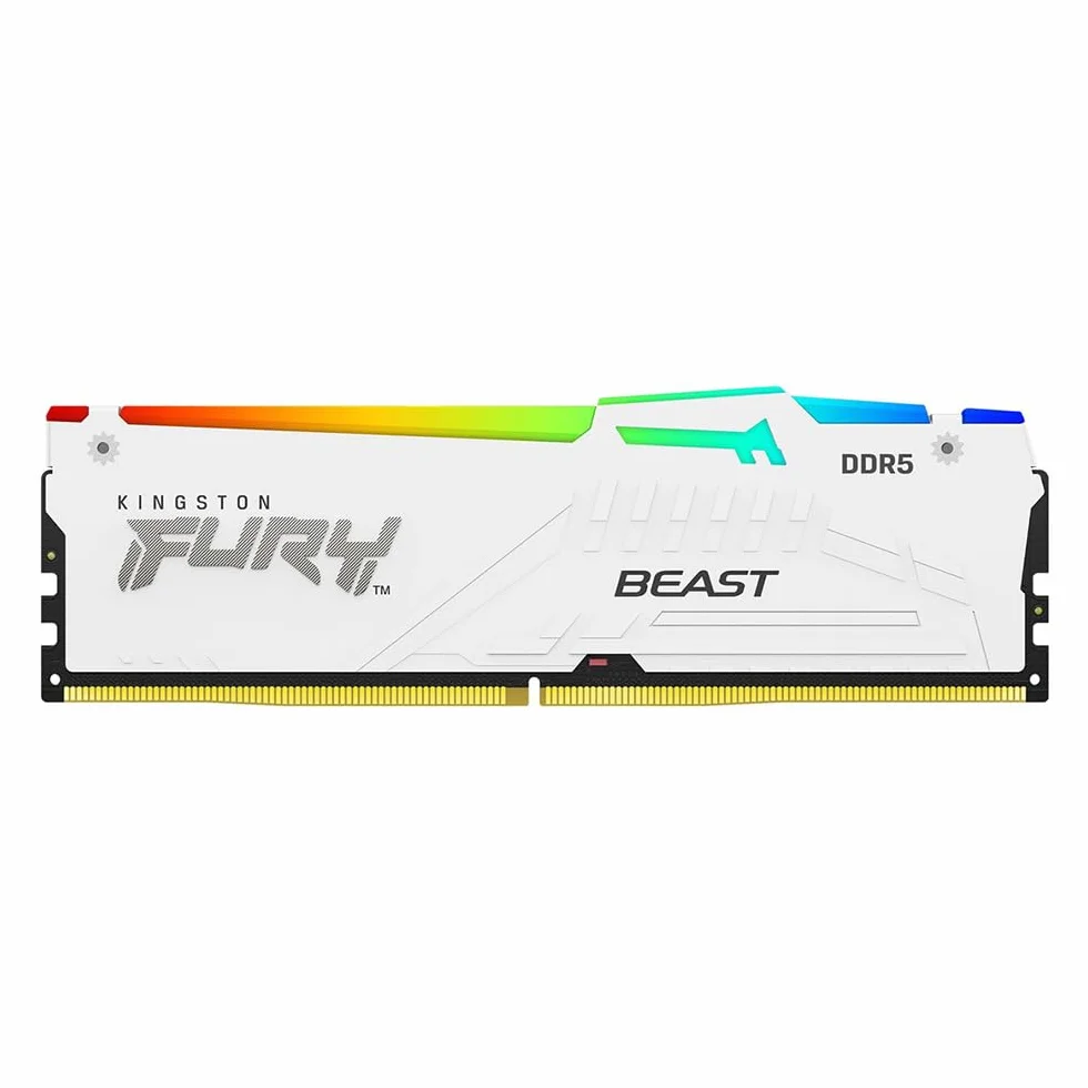 Kingston FURY Beast Biały RGB XMP 128GB 5200MT/s DDR5 CL40 DIMM Pamięć gamer dla komputerów stacjonarnych Zestaw 4 szt. - KF552C40BWAK4-128