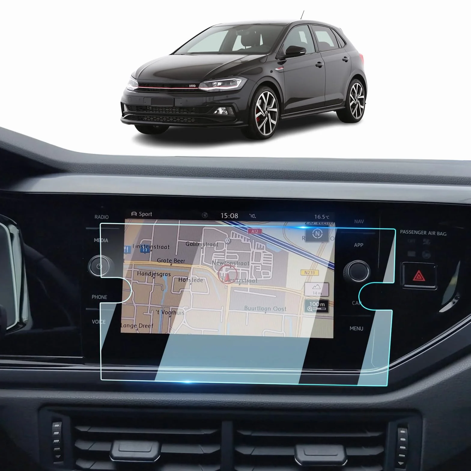 BIXUAN Folia ochronna na wyświetlacz 8" 2025, kompatybilna z VW Polo MK6 / Taigo 2021-2025, nawigacja, ekran dotykowy, twardość 9H, szkło folia ochronna na wyświetlacz, wysoka przejrzystość, akcesoria