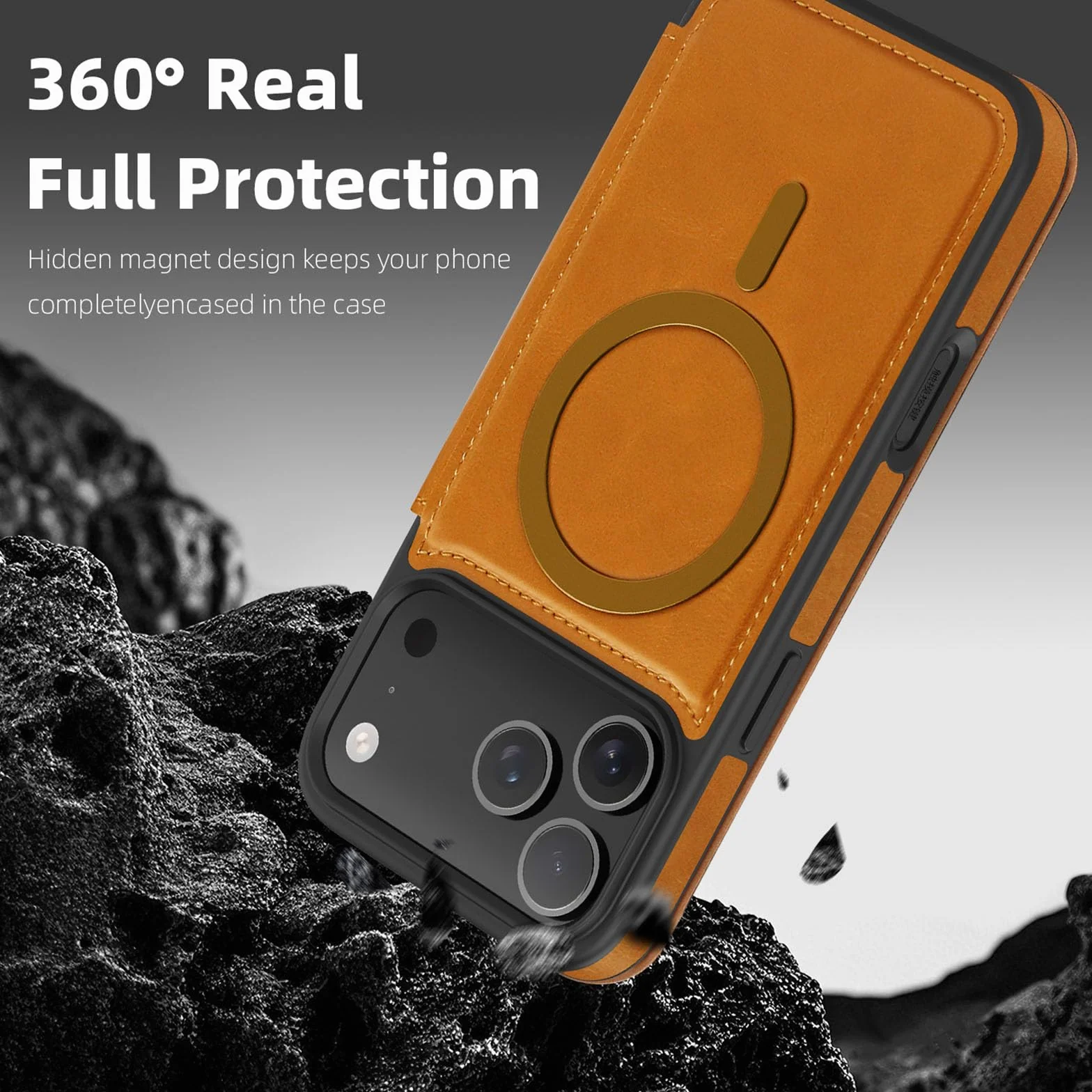 Etui z portfelem do iPhone 17 Pro Max / Air / 17 Pro / 17, zdejmowane, blokowane RFID, gniazdo na karty, magnetyczne etui na telefon komórkowy, z klapką, styl biznesowy, mosiądz, 17 Pro